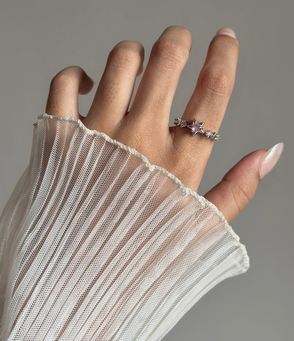Pink diamond adjustable ring