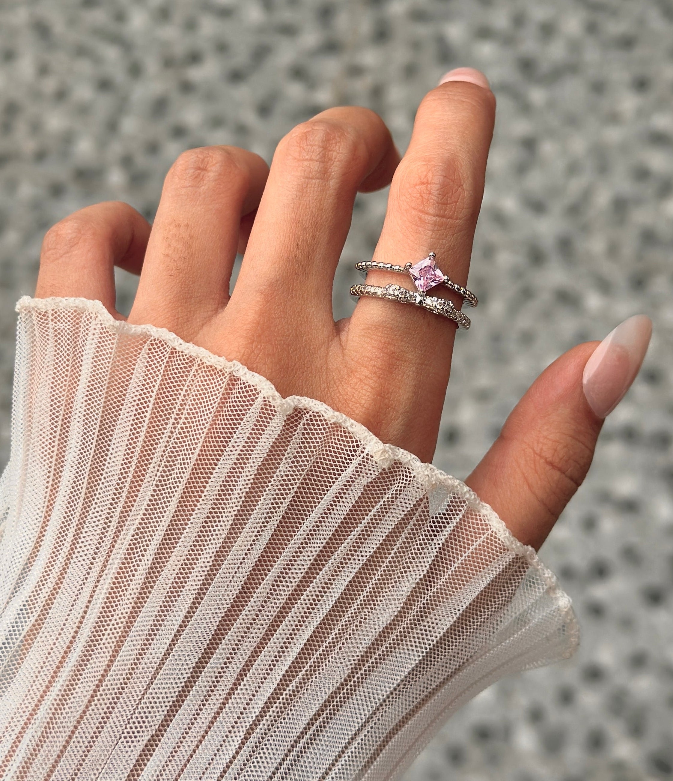 Pink diamond adjustable ring