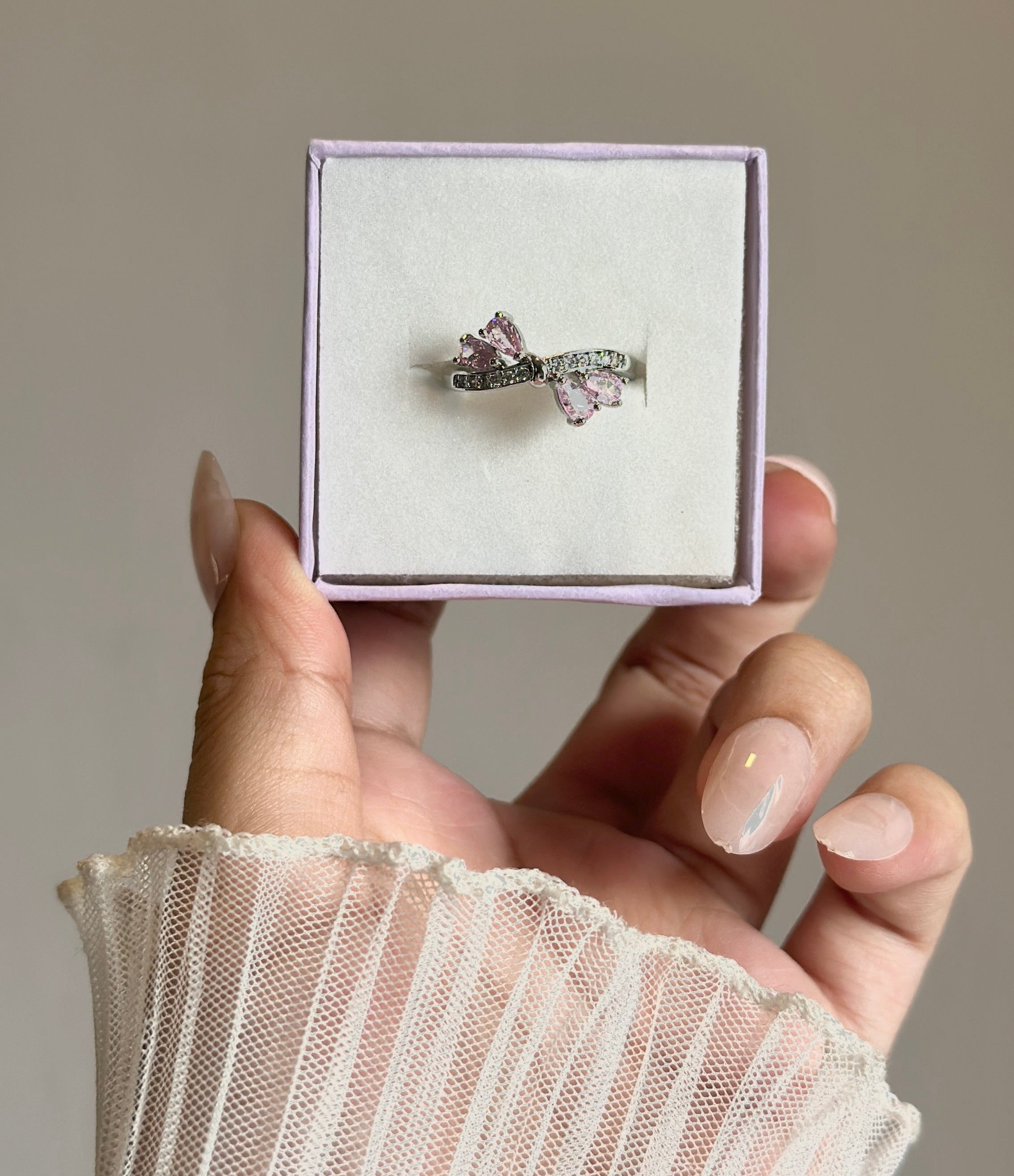 Pink diamond adjustable ring