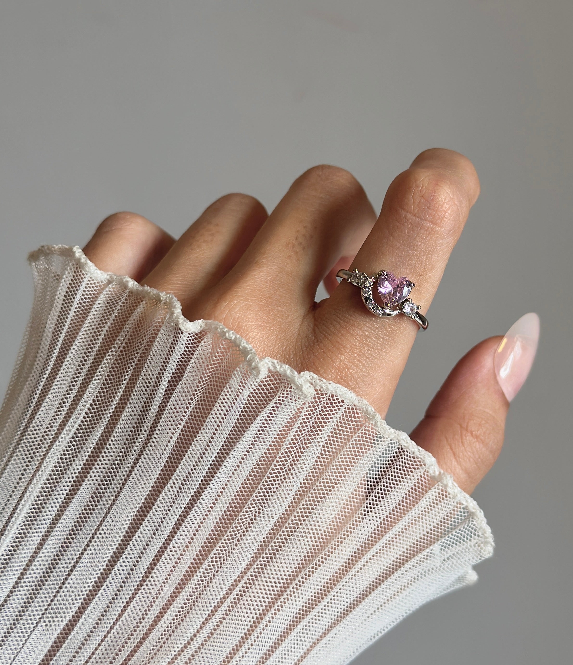 Pink diamond adjustable ring