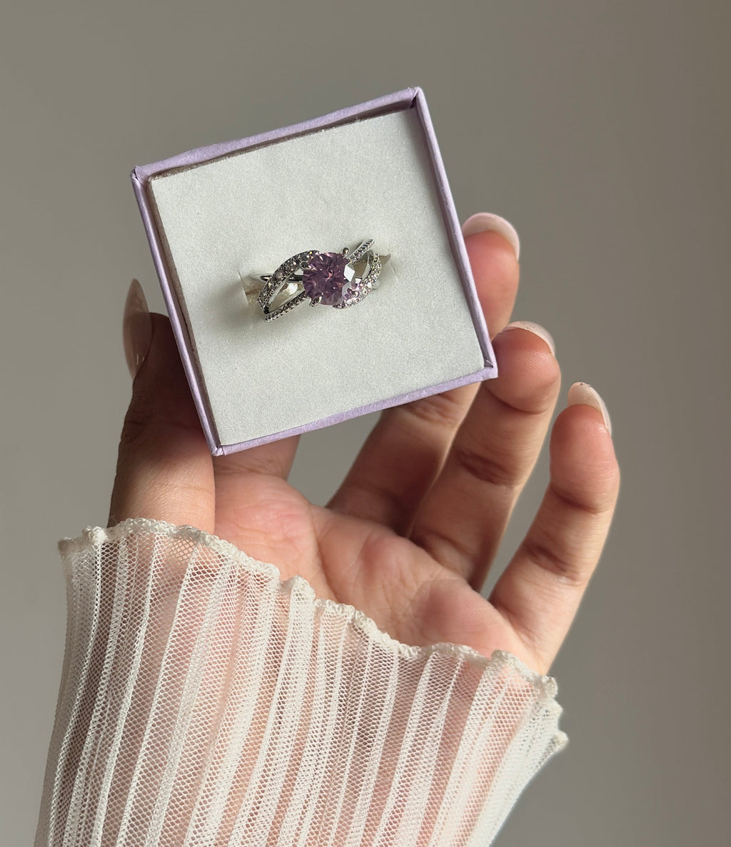 Pink diamond adjustable ring