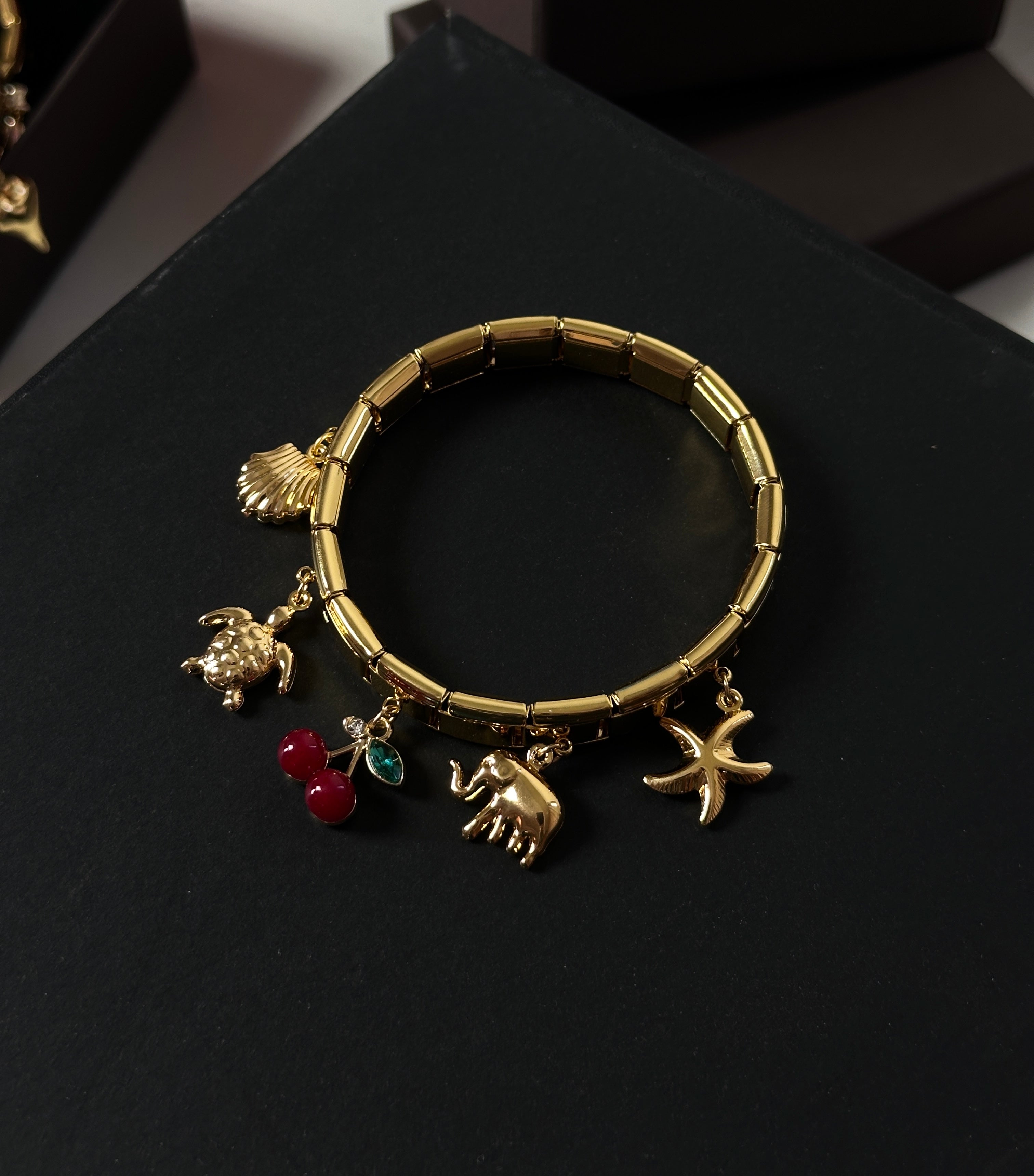 Cherry charm Italian bracelet