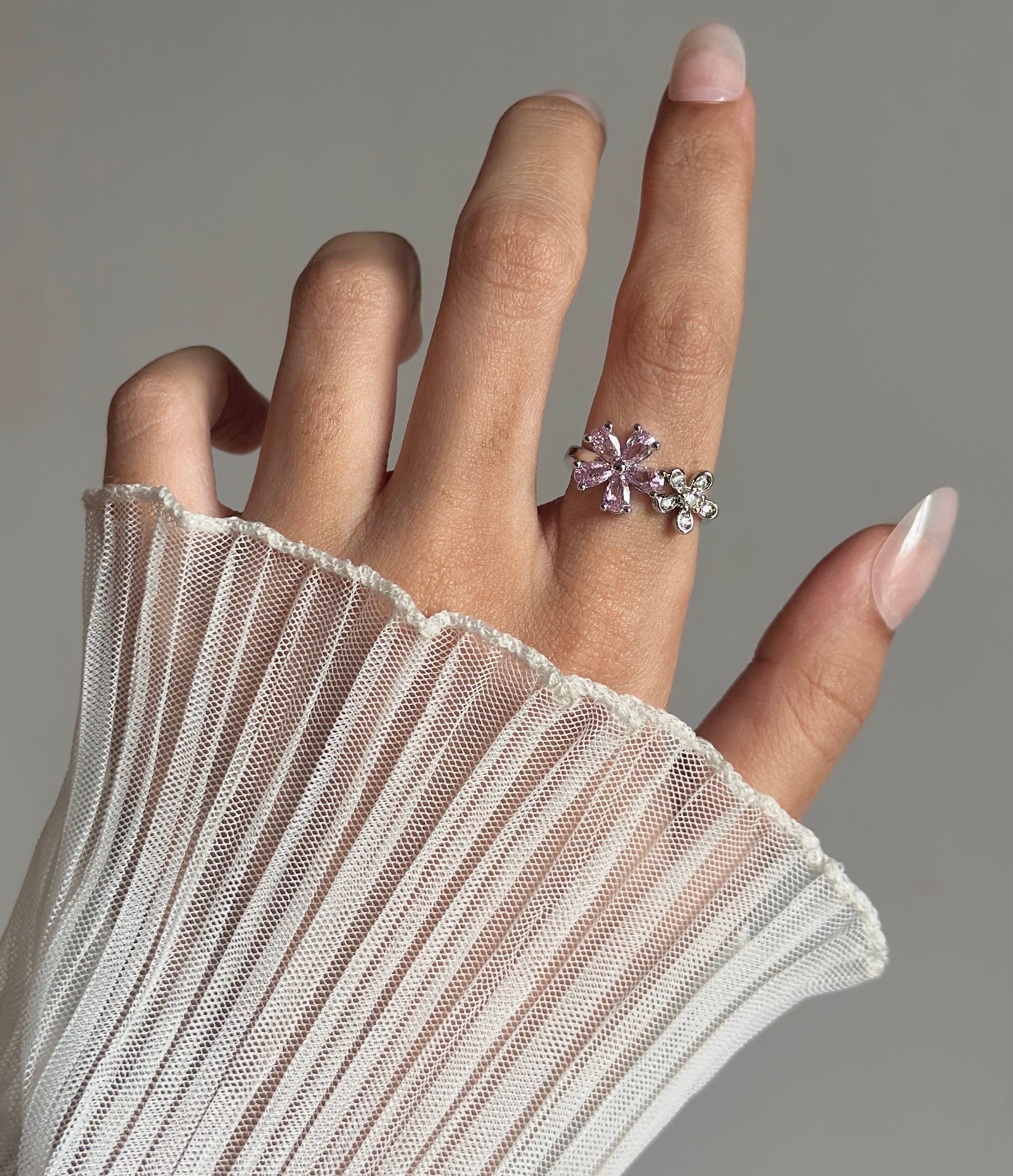 Pink diamond adjustable ring