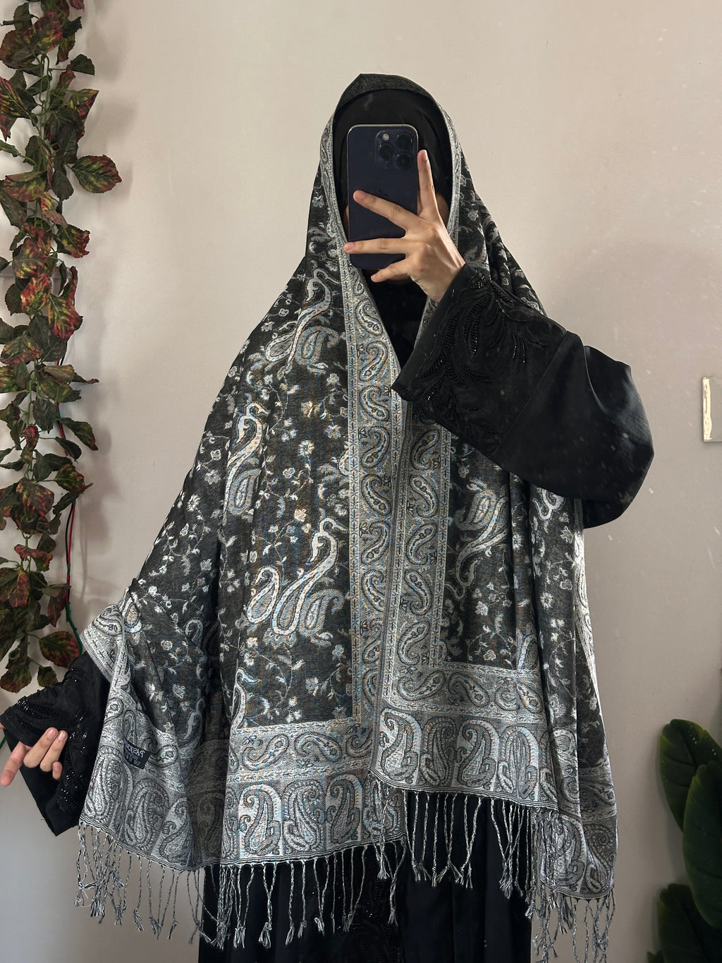 Luxury pashmina shawl - Black
