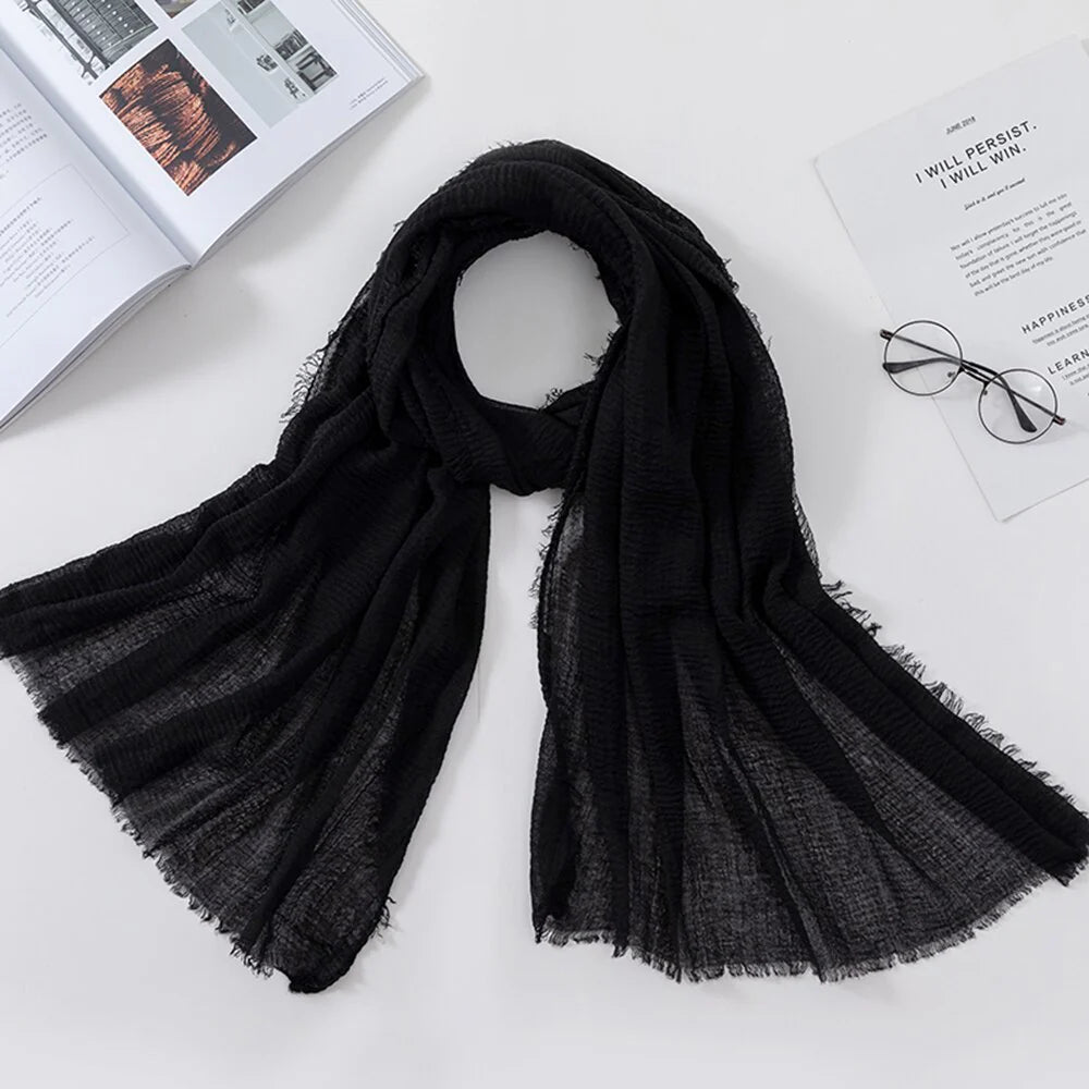 Crinkle Cotton Hijab - Black