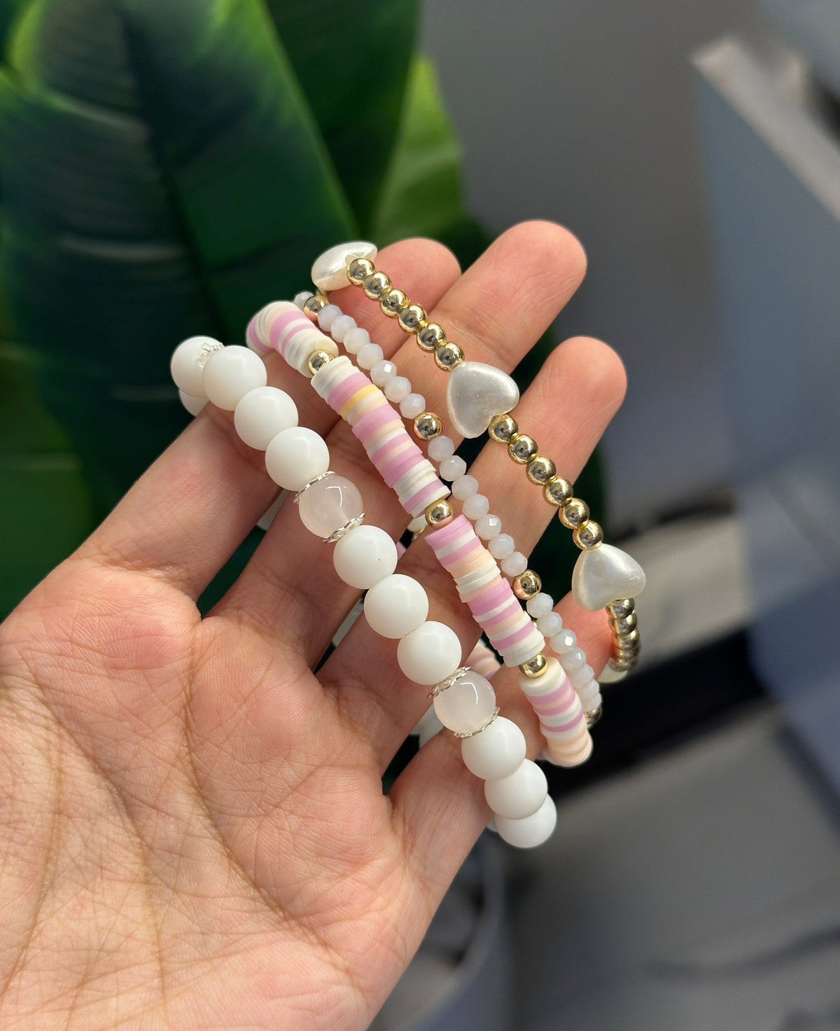 White bracelet stack
