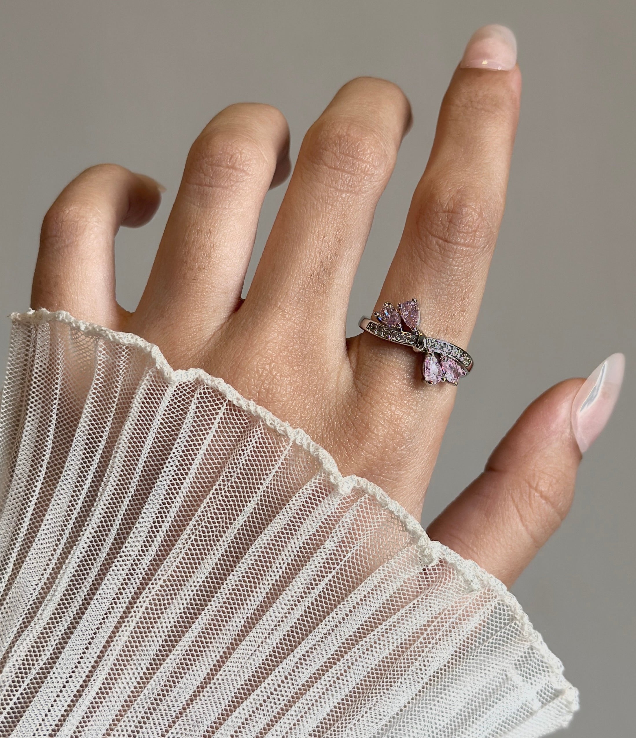 Pink diamond adjustable ring