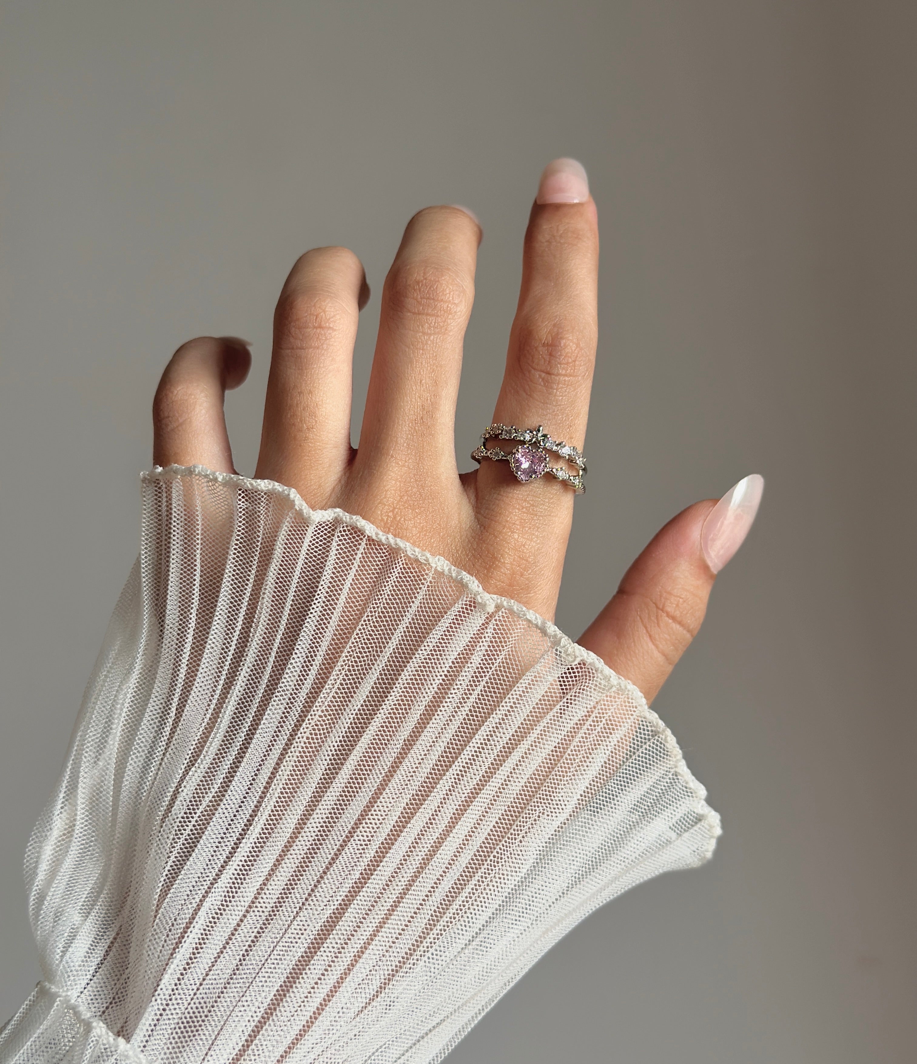 Pink diamond adjustable ring