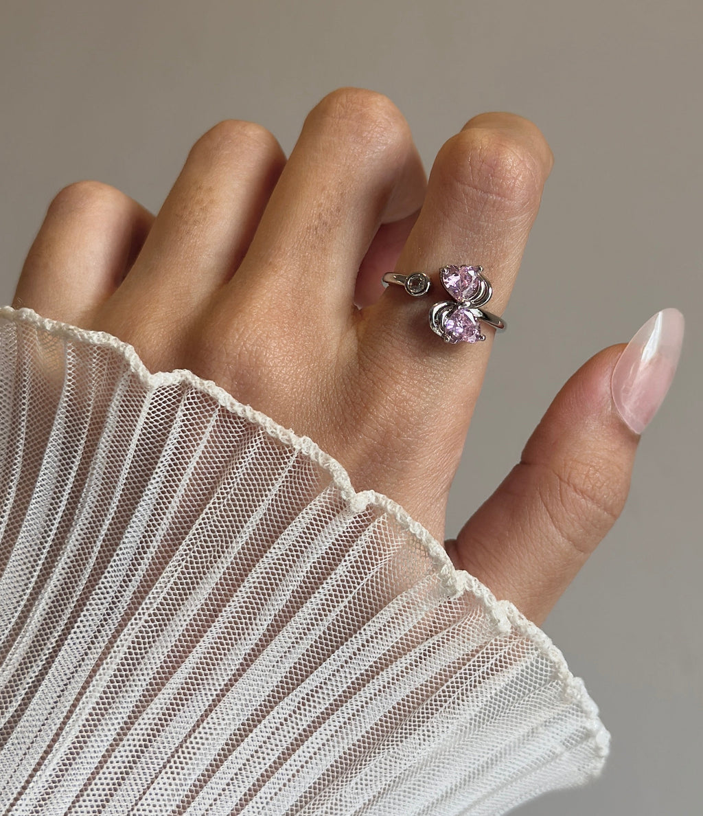 Pink diamond adjustable ring
