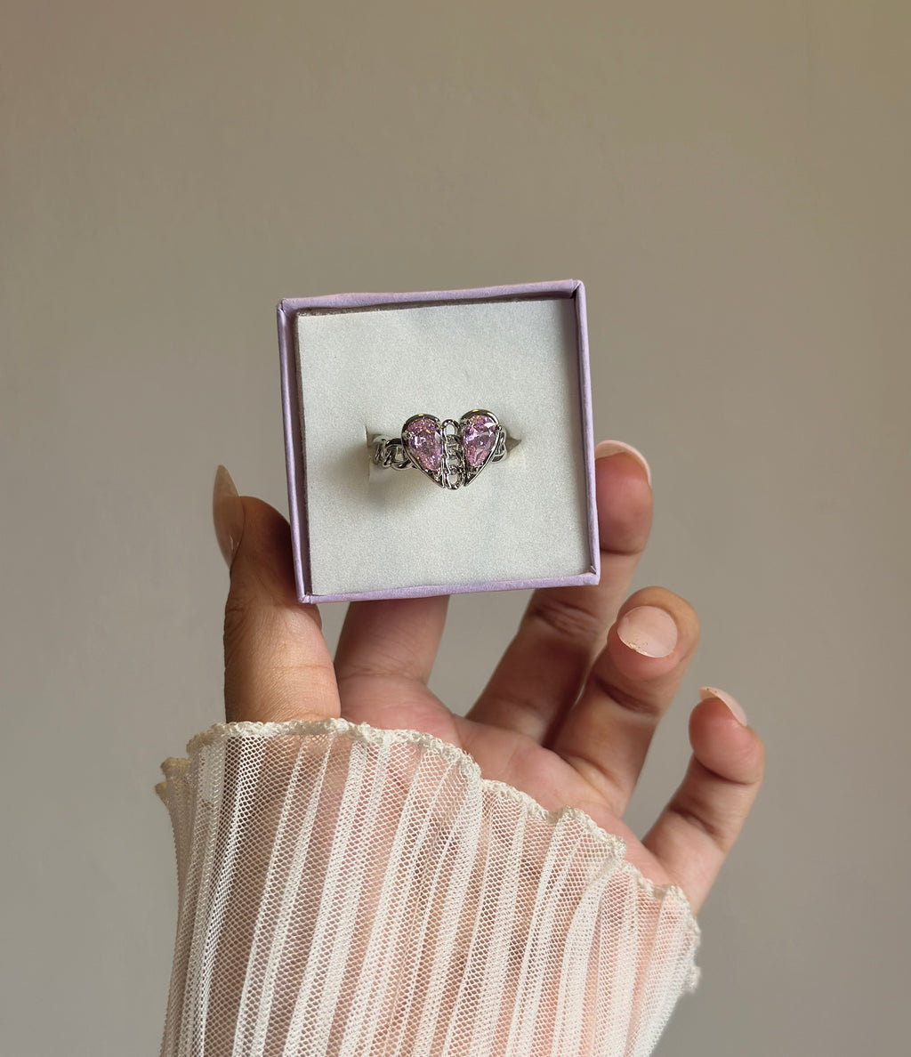 Pink diamond adjustable ring