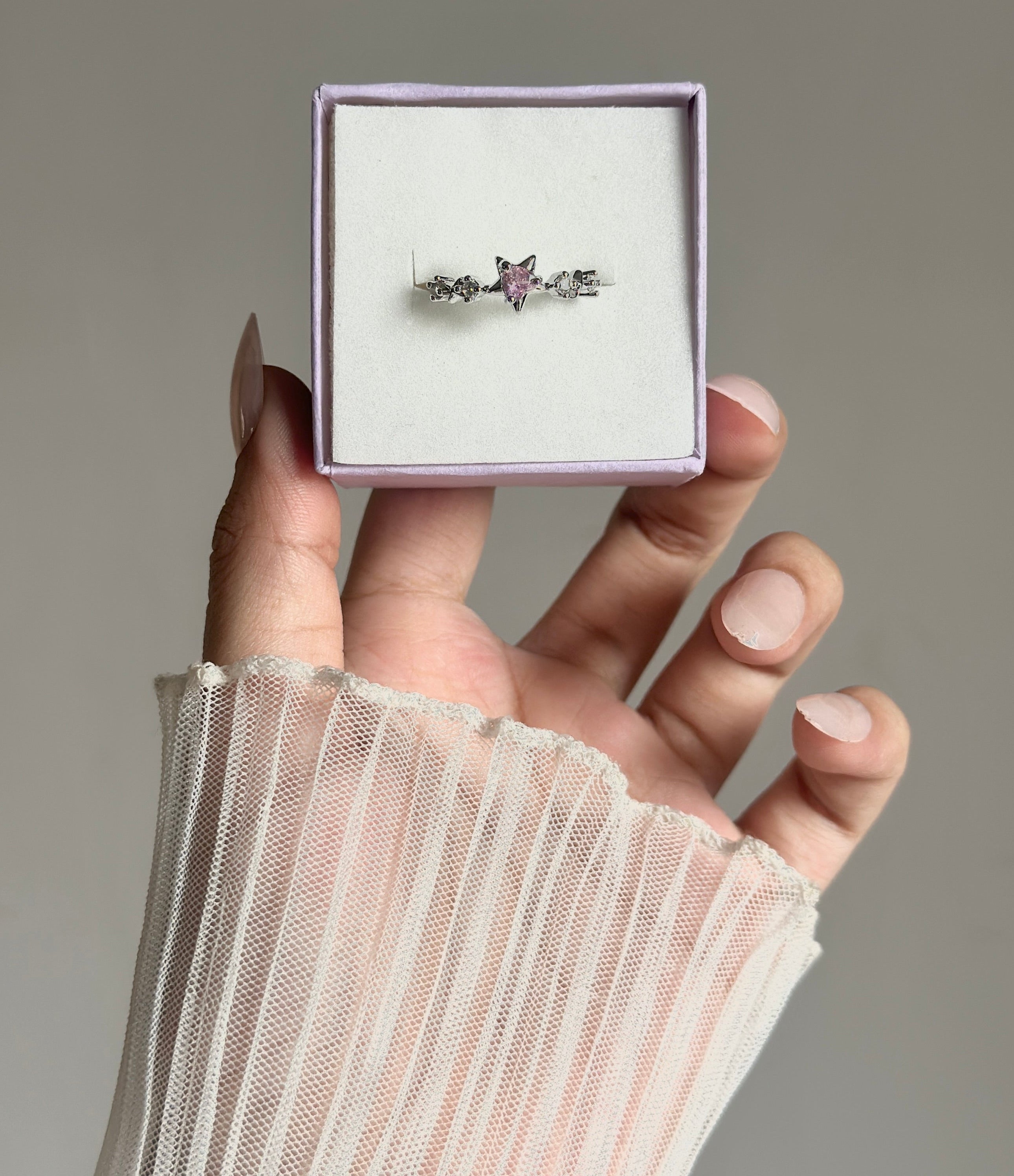 Pink diamond adjustable ring
