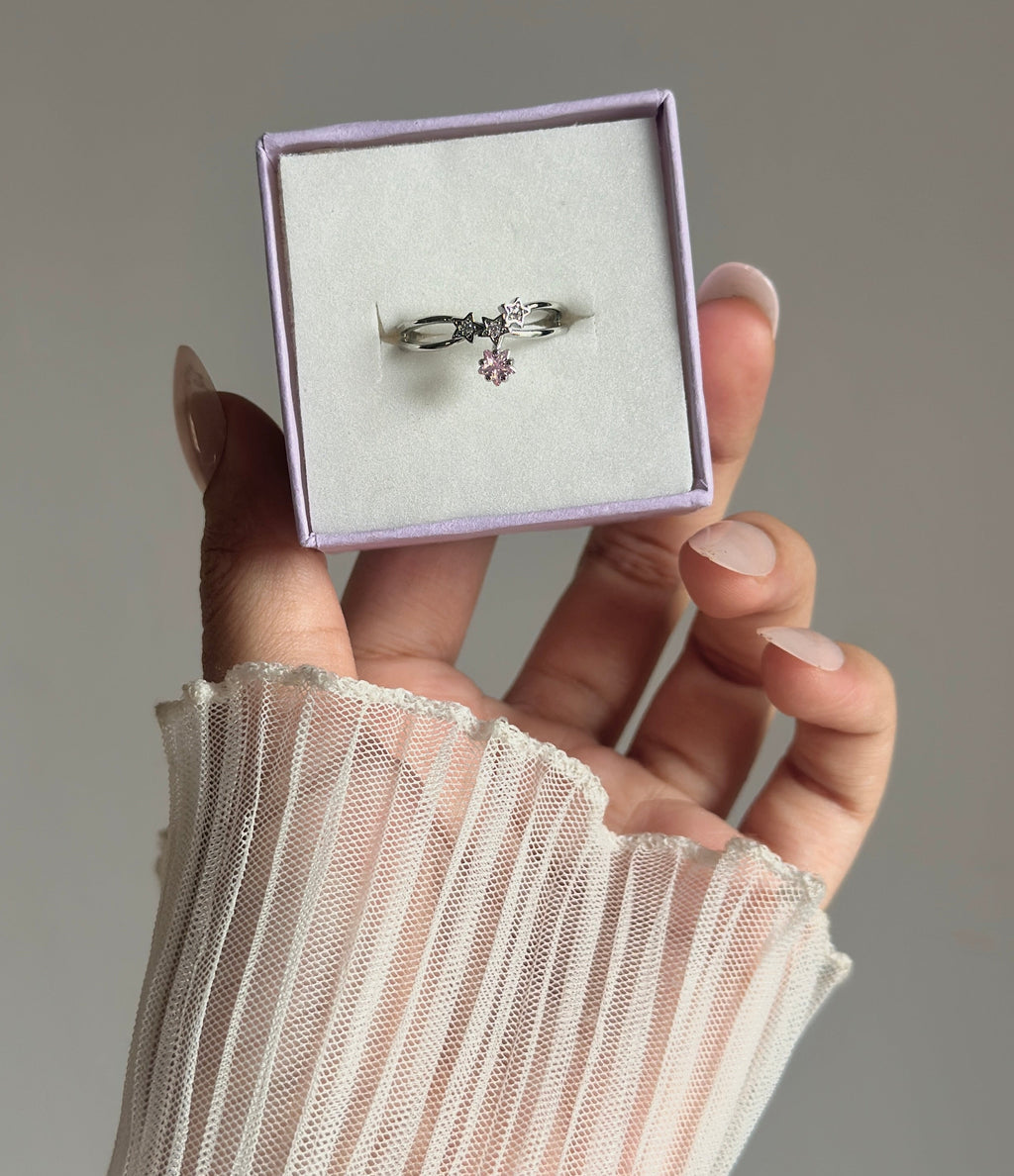 Pink diamond adjustable ring
