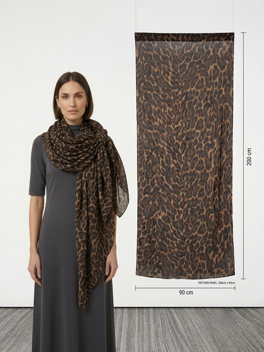 Leopard Printed Georgette Hijab - 2 Meter