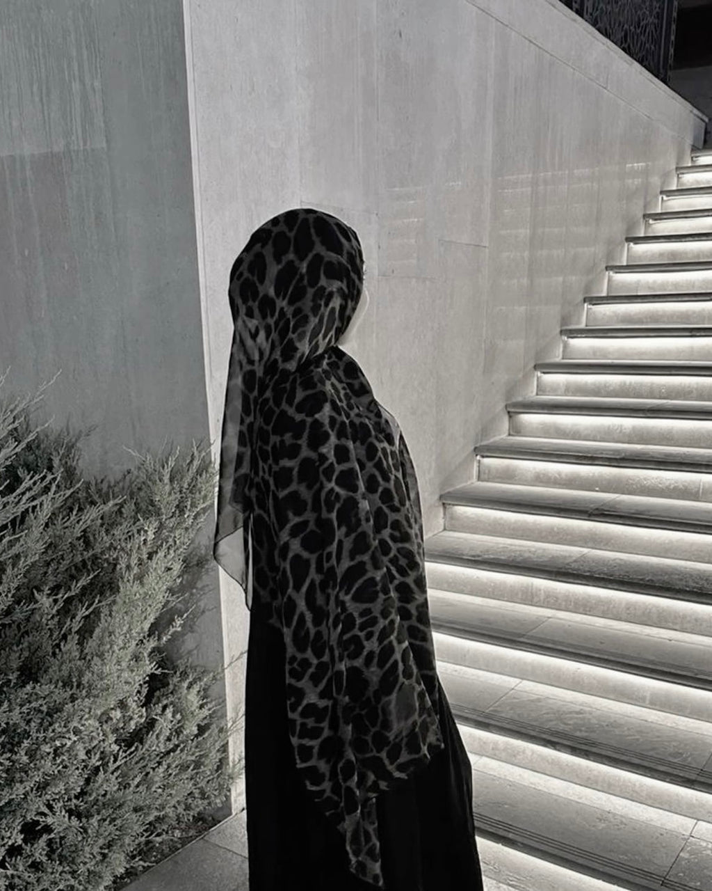 Savannah Modal Leopard Print Hijab - Grey