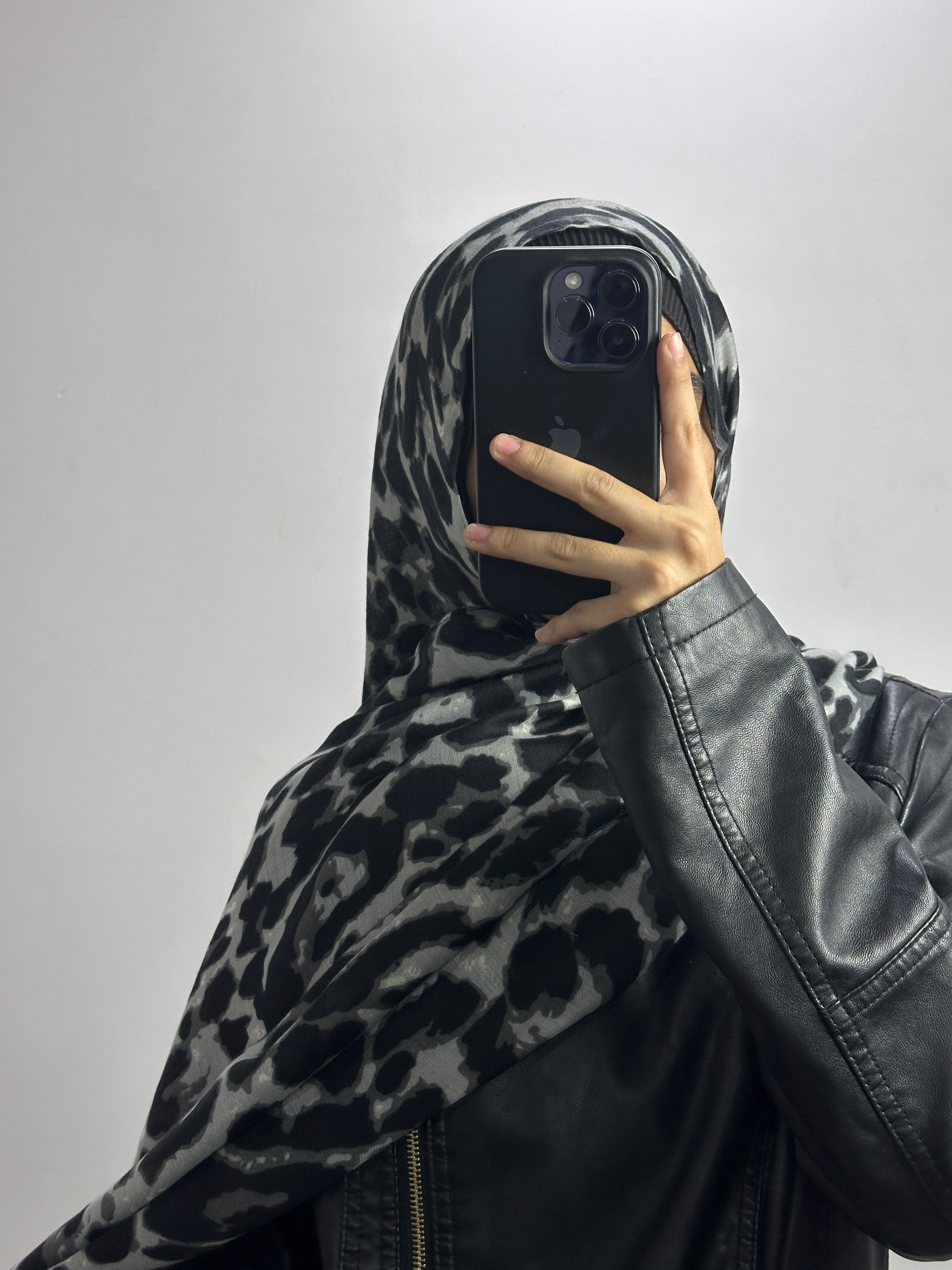 Savannah Modal Leopard Print Hijab - Grey