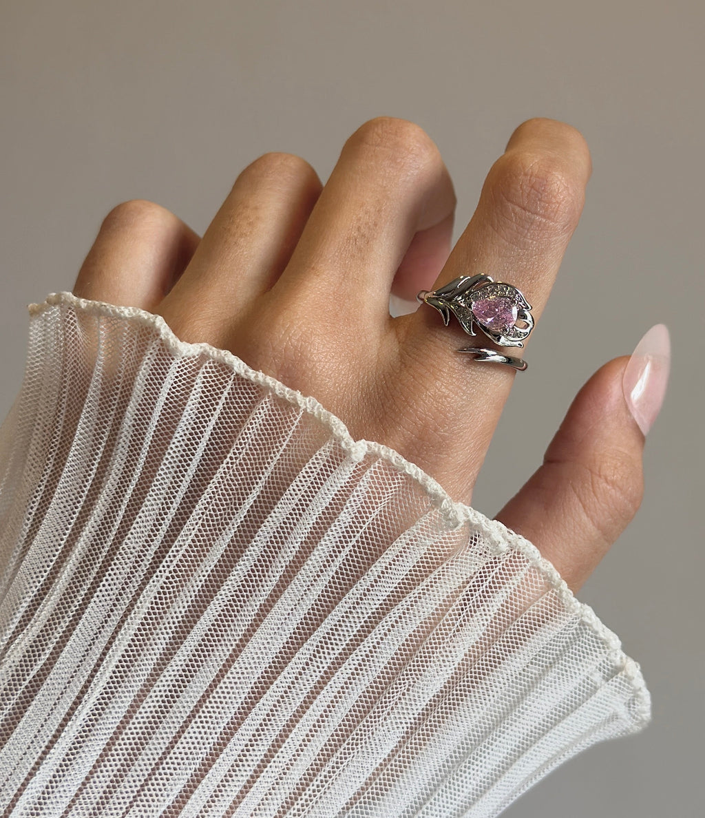 Pink diamond adjustable ring