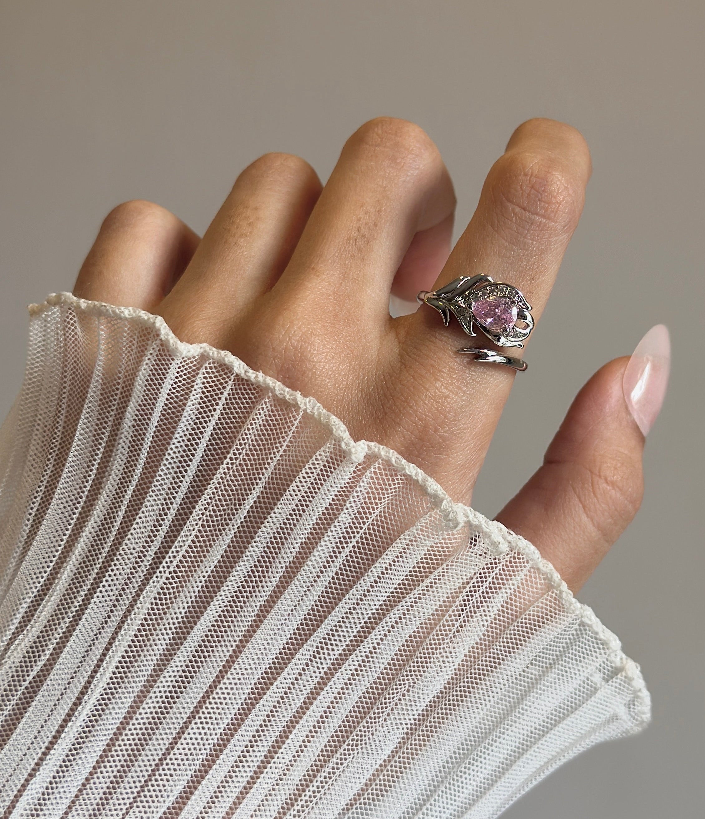 Pink diamond adjustable ring