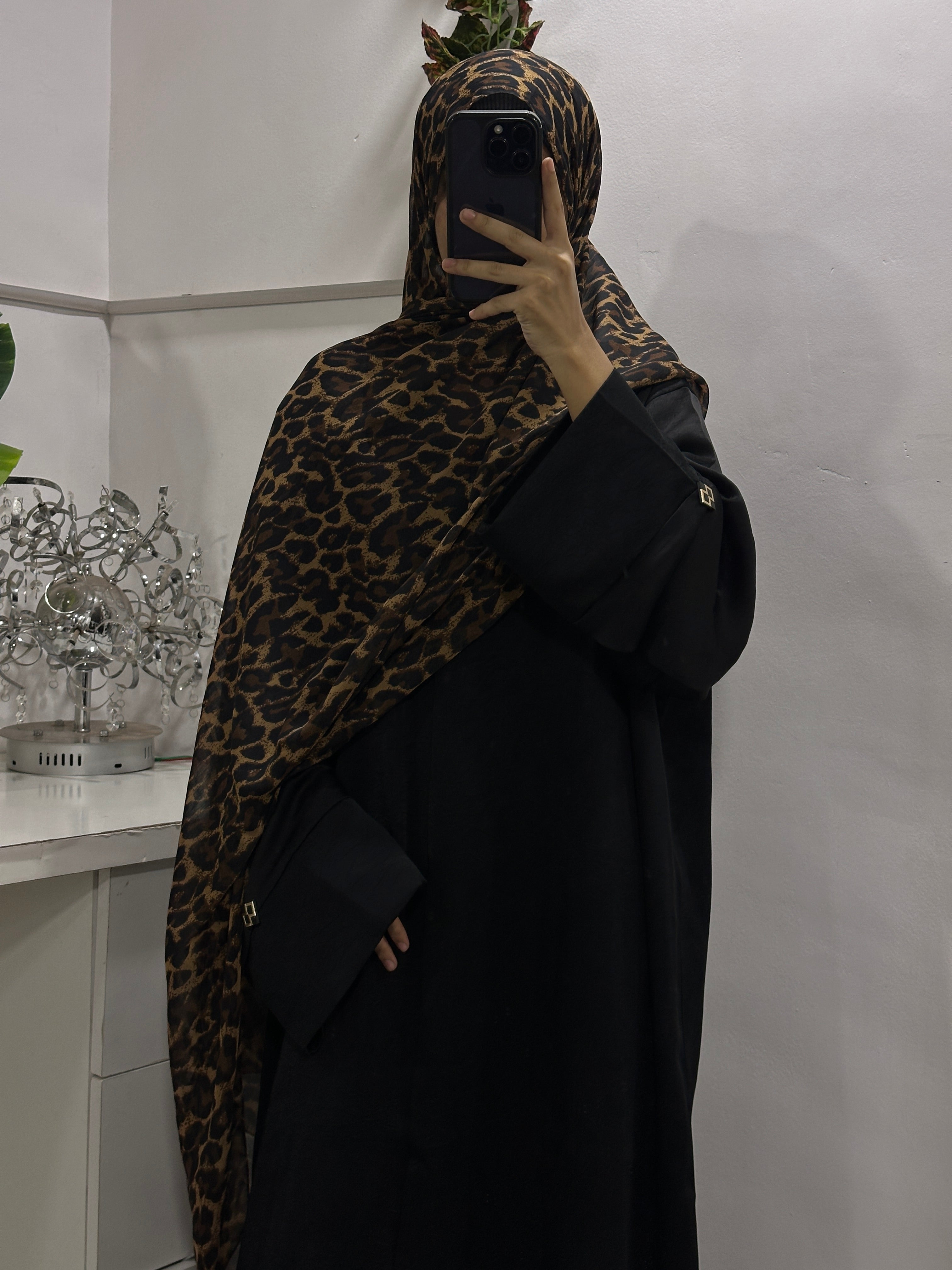 Leopard Printed Georgette Hijab - 2 Meter