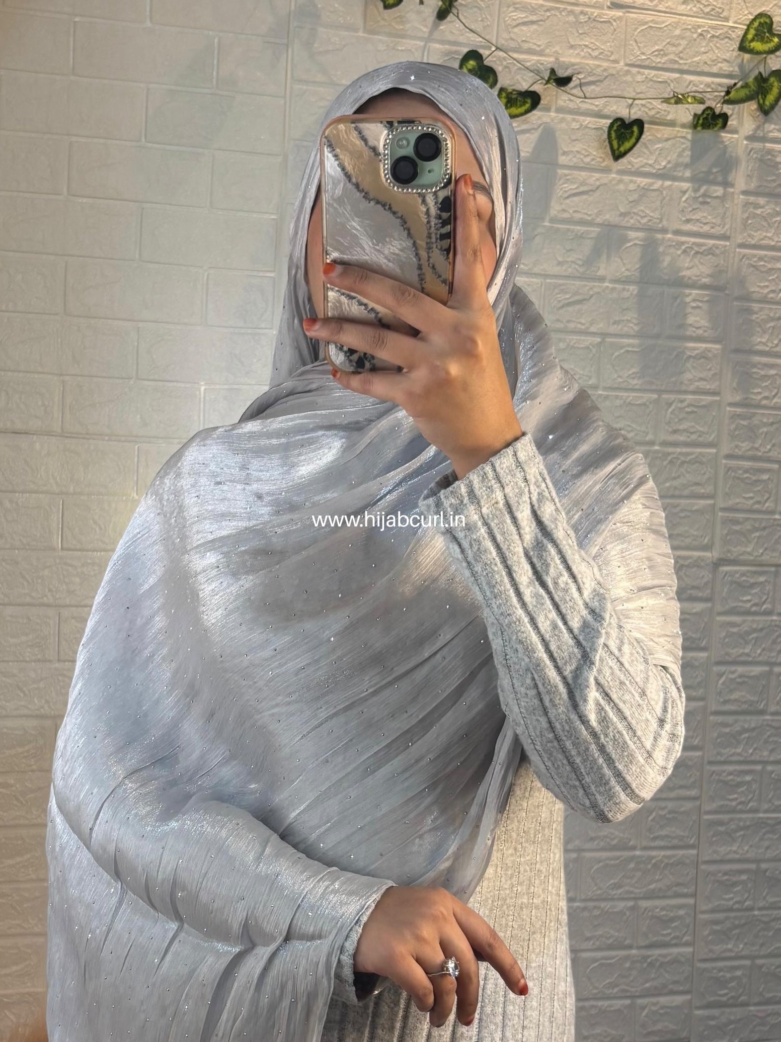 Silk Tissue Organza Stone Work Hijab