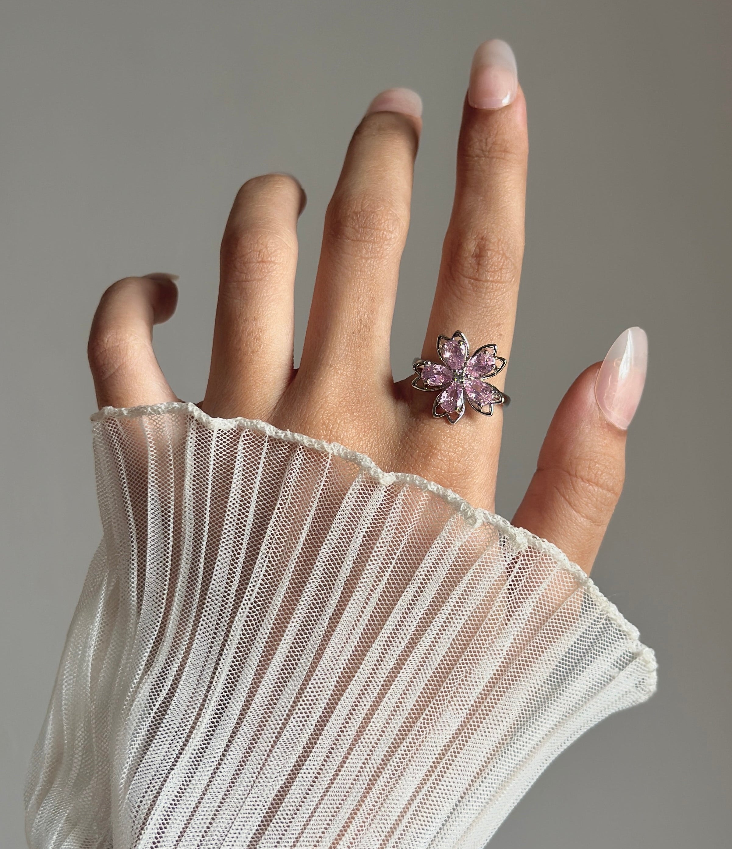 Pink diamond adjustable ring