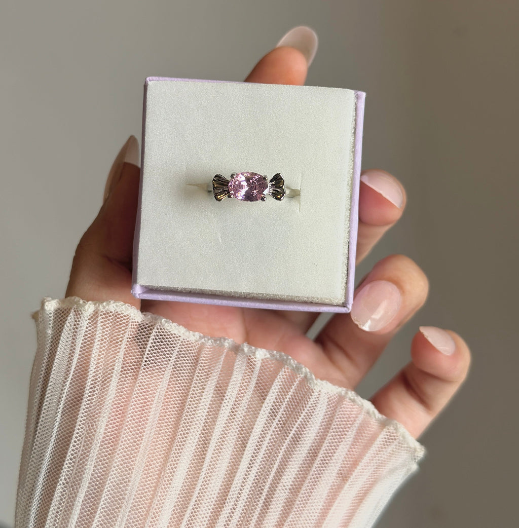 Pink diamond adjustable ring
