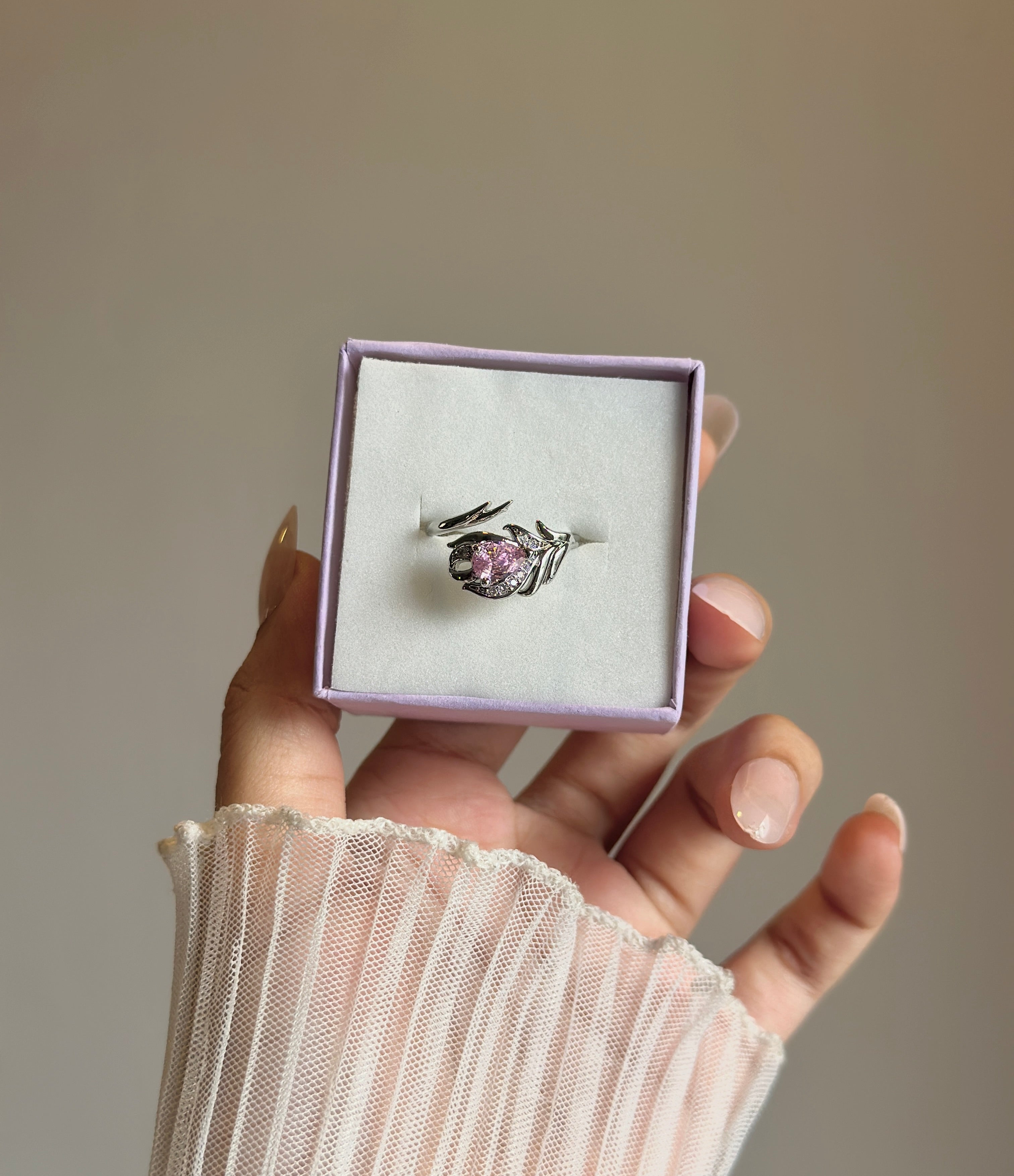 Pink diamond adjustable ring