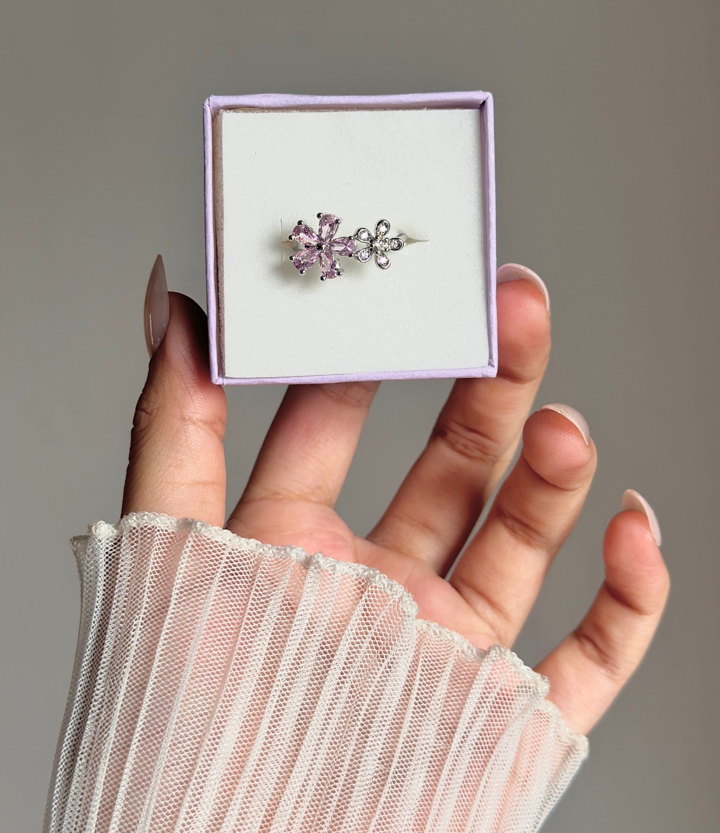 Pink diamond adjustable ring