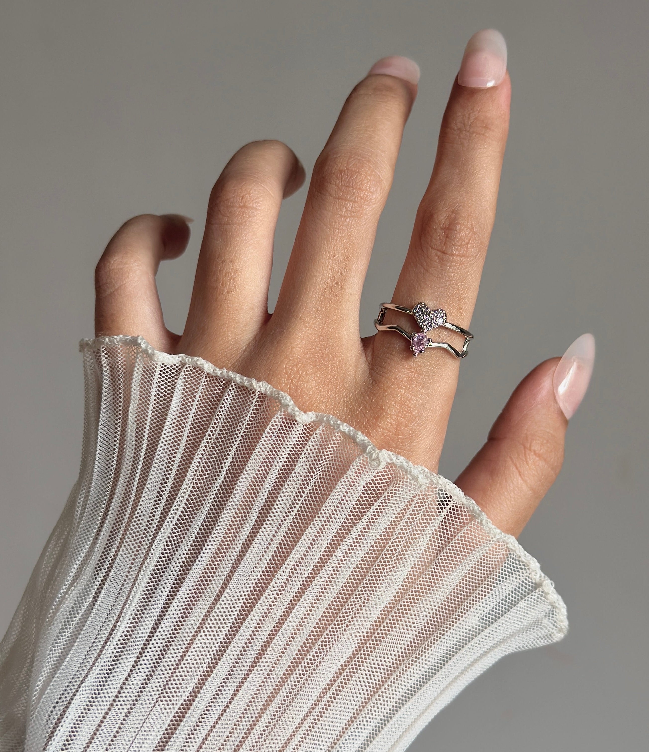 Pink diamond adjustable ring