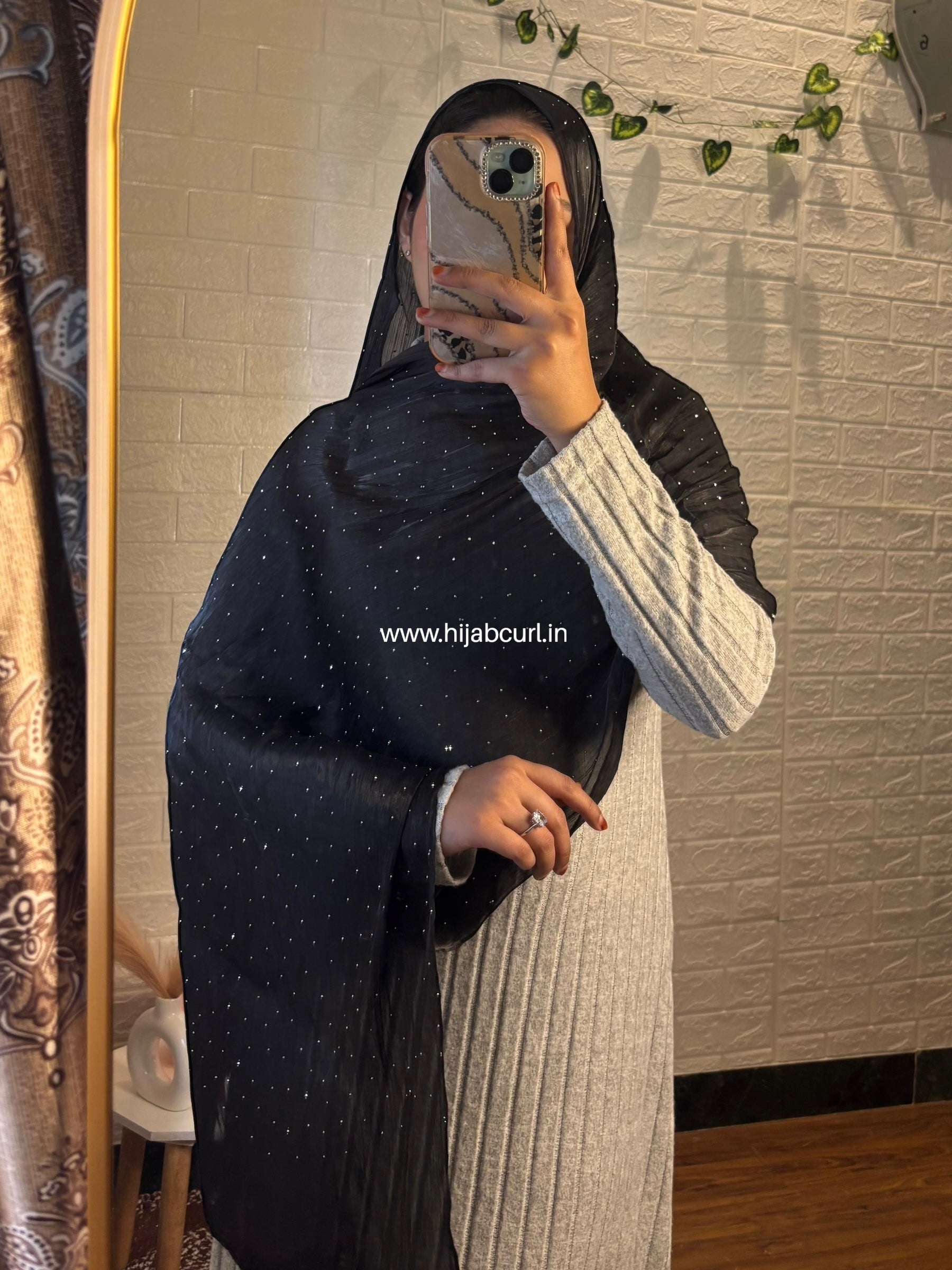 Silk Tissue Organza Stone Work Hijab