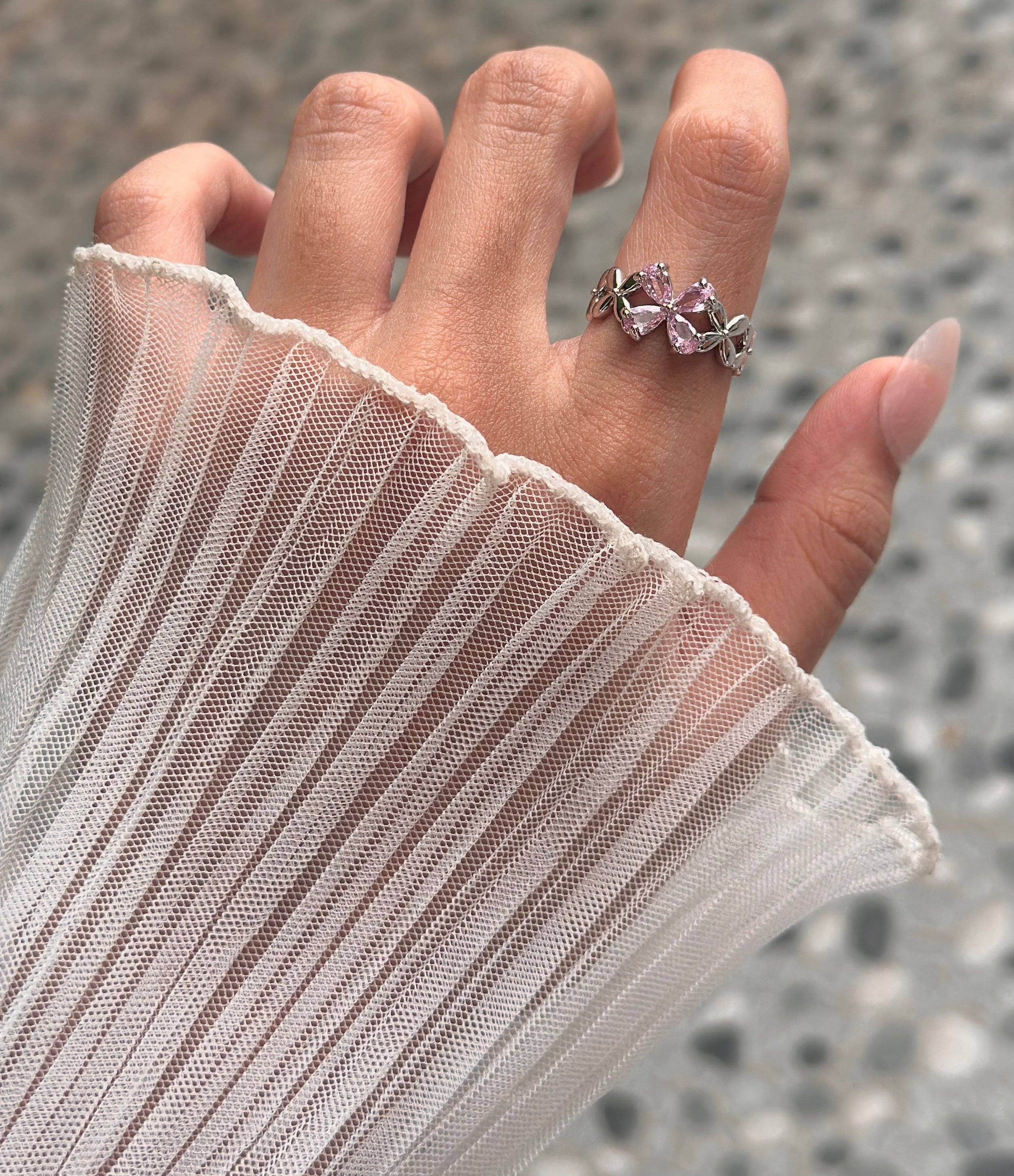 Pink diamond adjustable ring