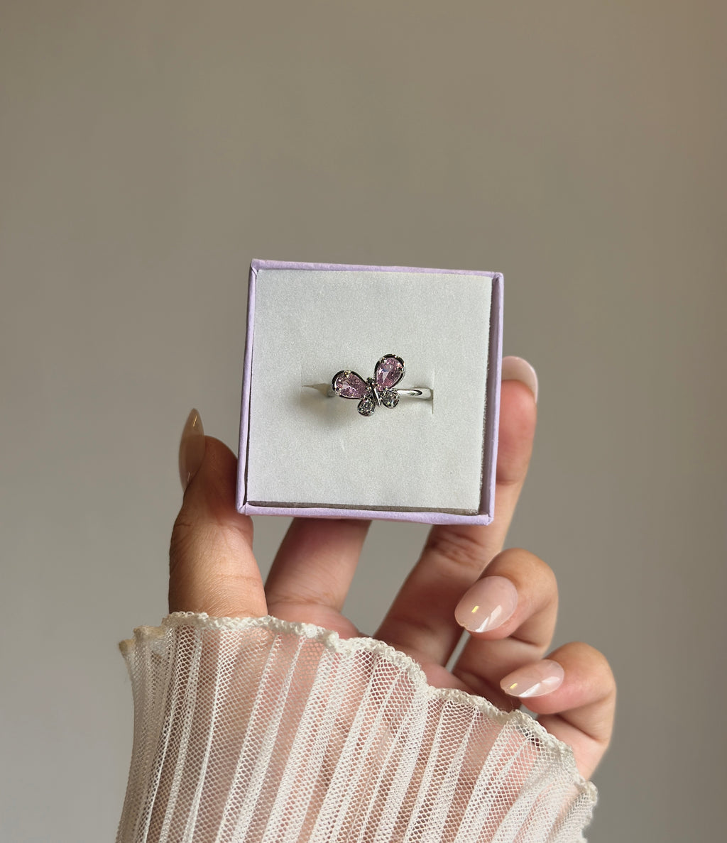 Pink diamond adjustable ring