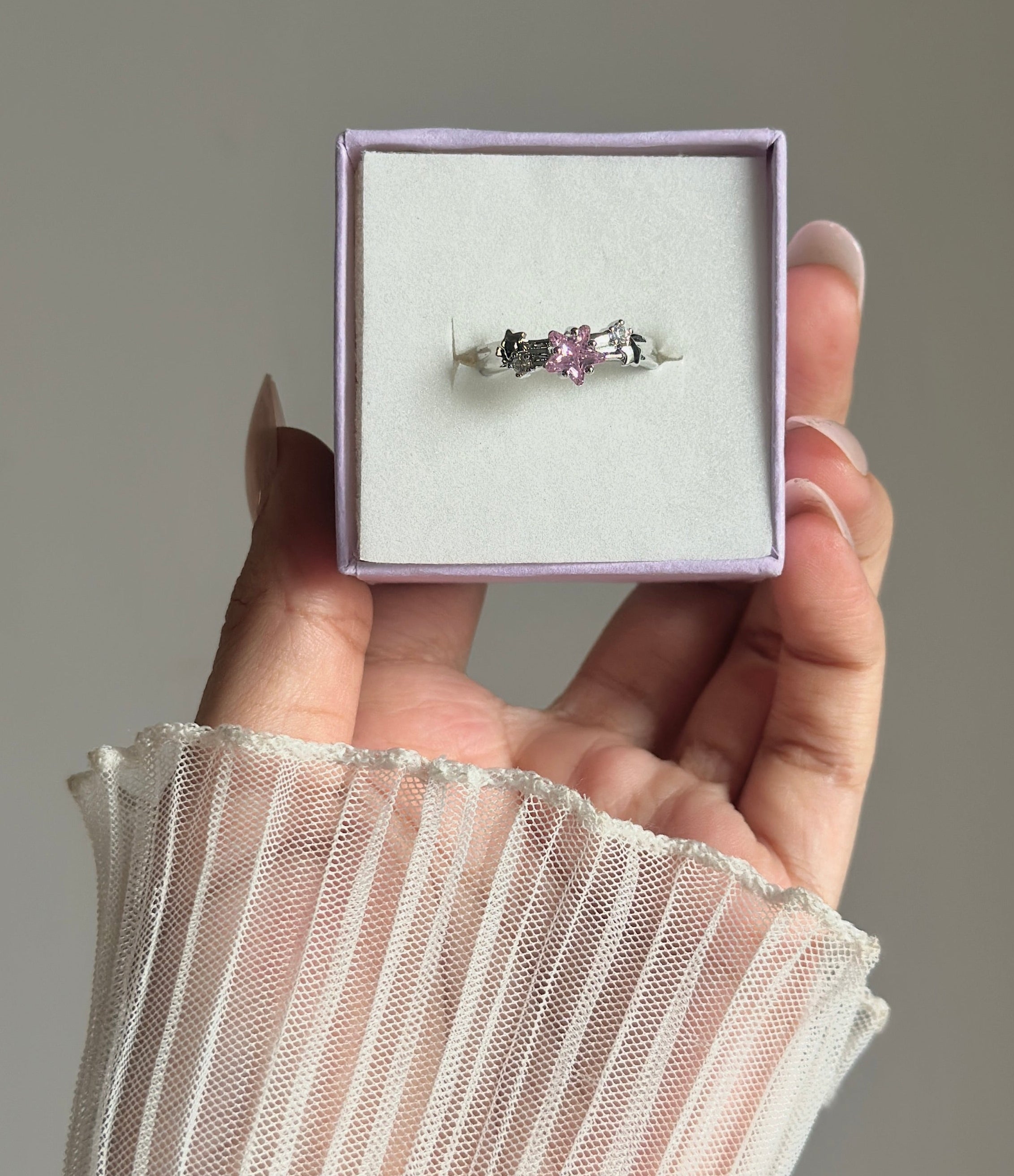 Pink diamond adjustable ring