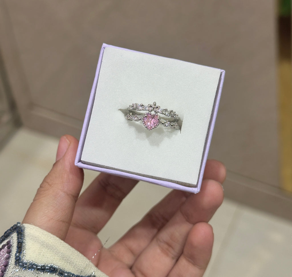 Pink diamond adjustable ring