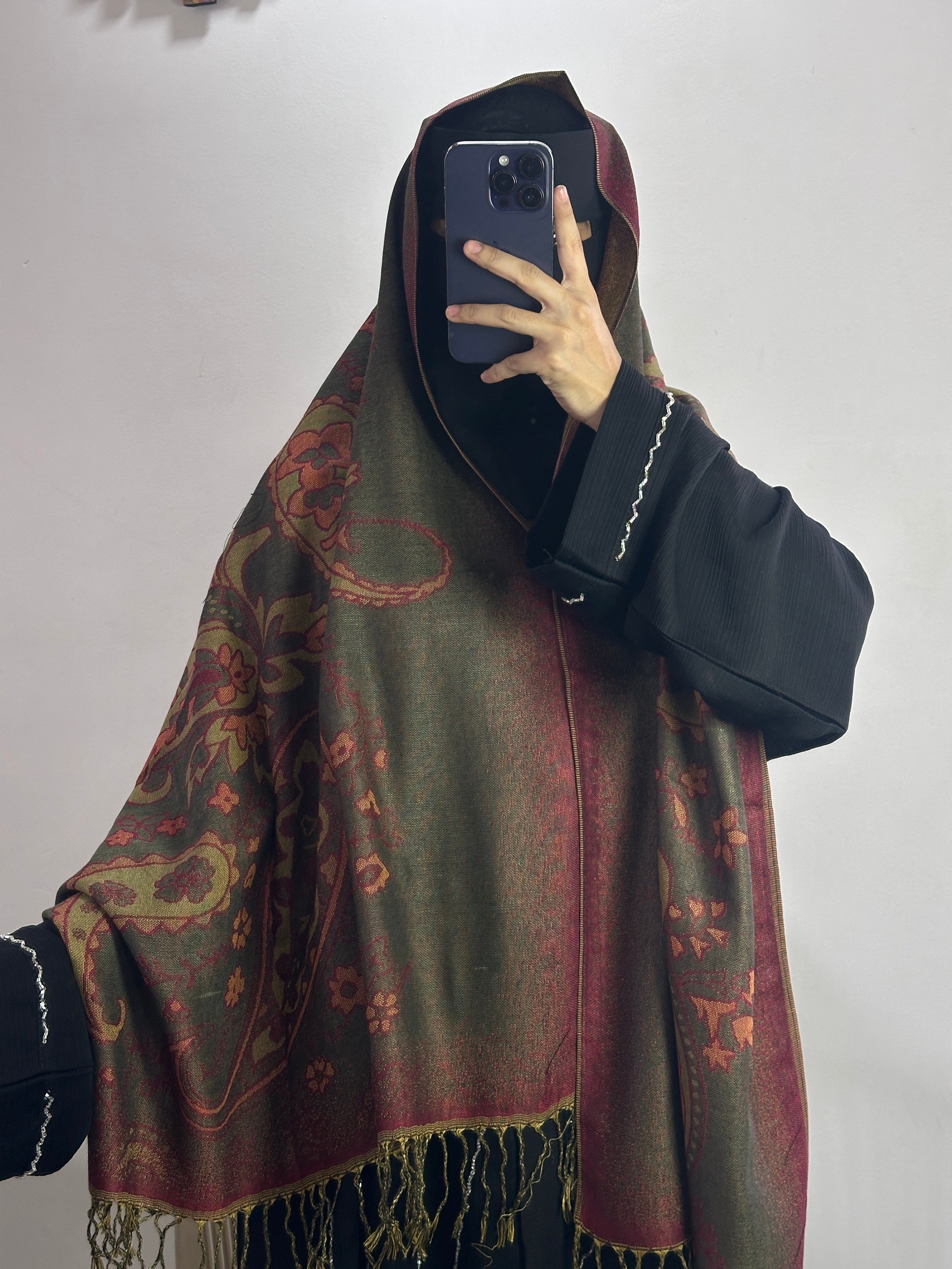 Luxury pashmina shawl - Mehendi