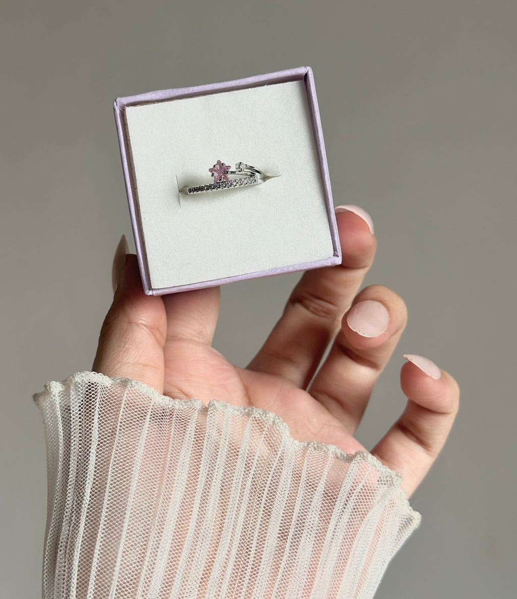 Pink diamond adjustable ring