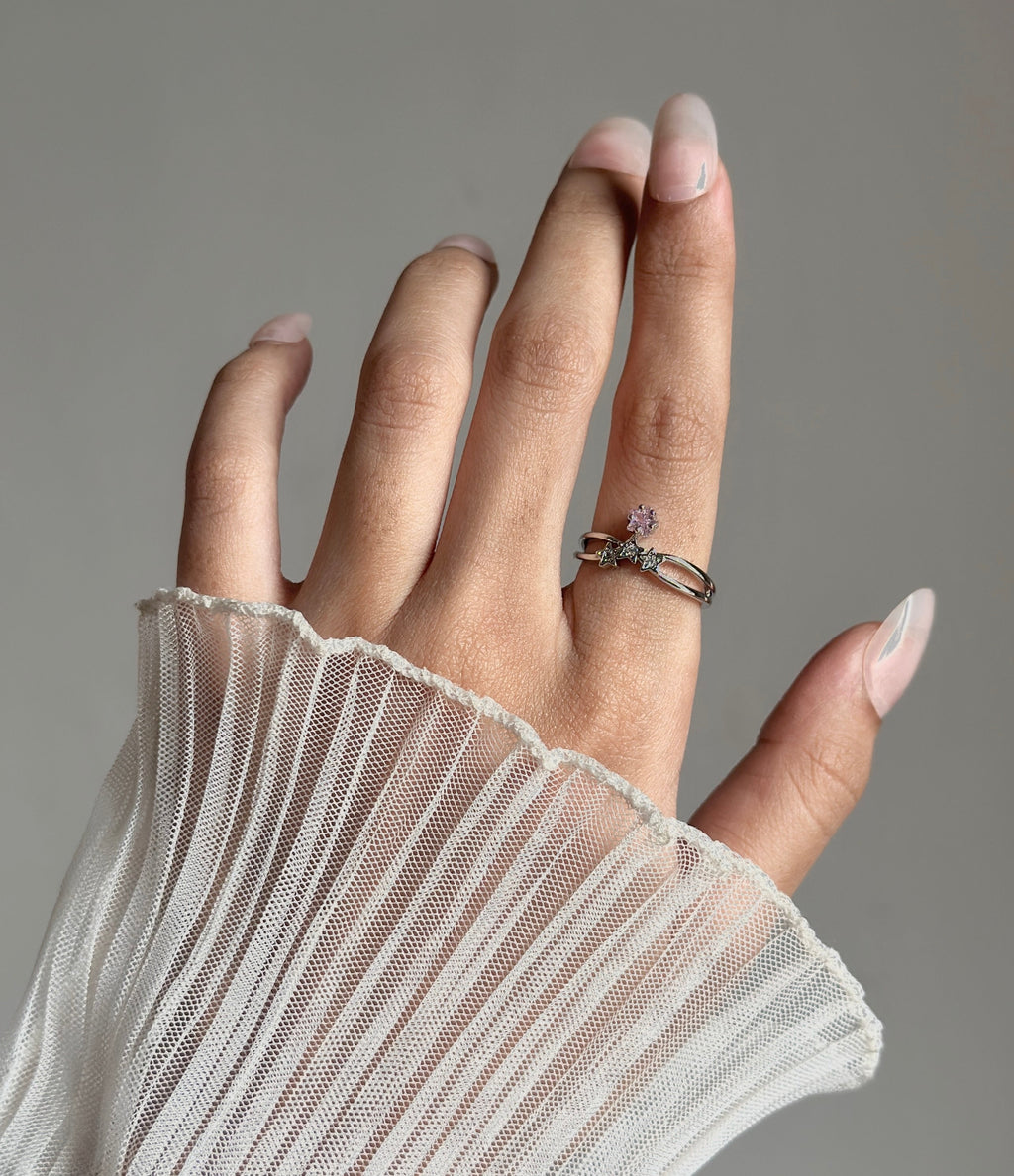 Pink diamond adjustable ring