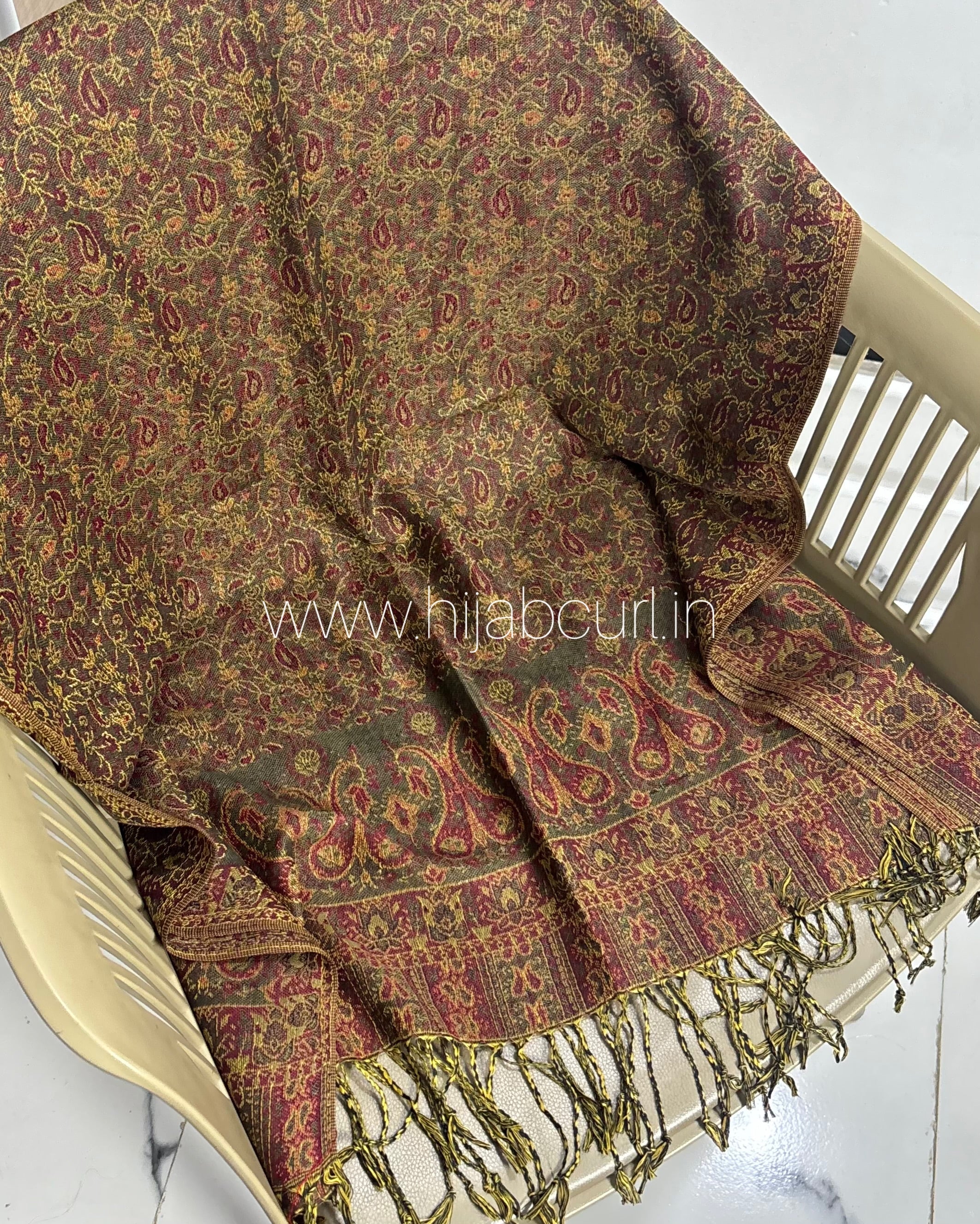Luxury pashmina shawl - Mehendi