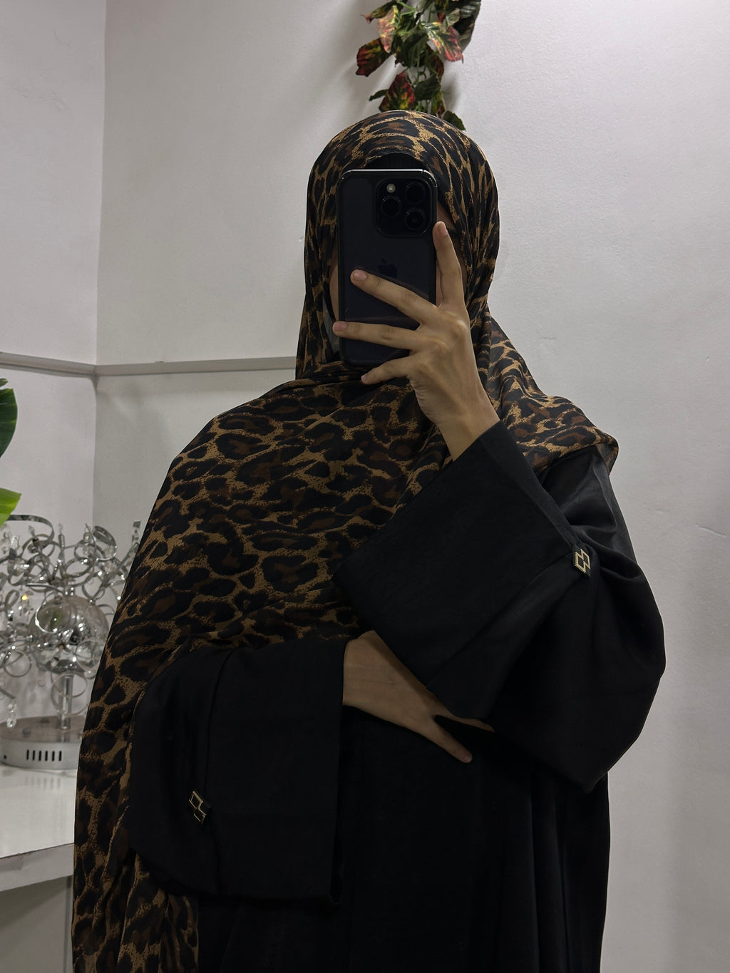 Leopard Printed Georgette Hijab - 2 Meter