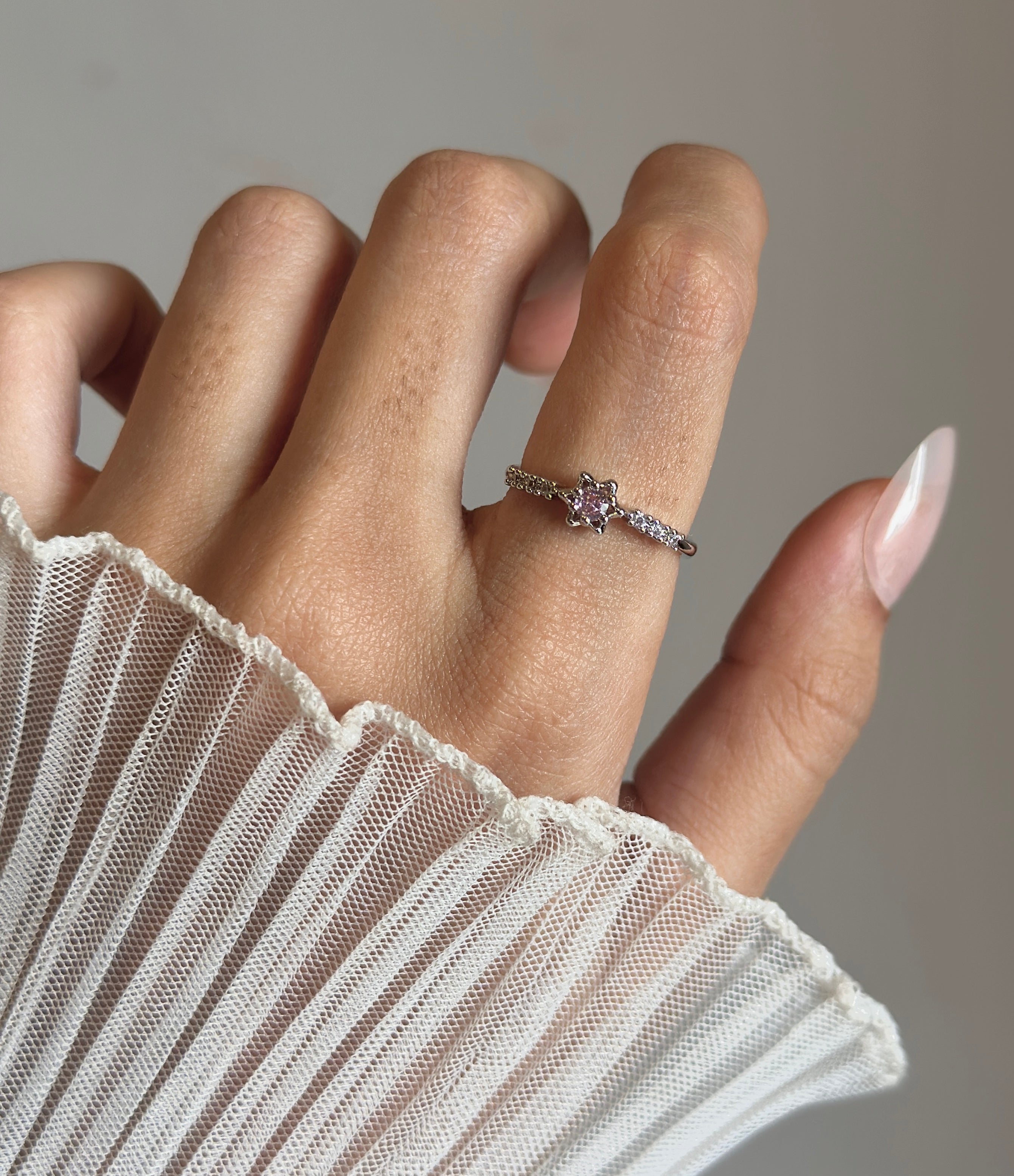 Pink diamond adjustable ring