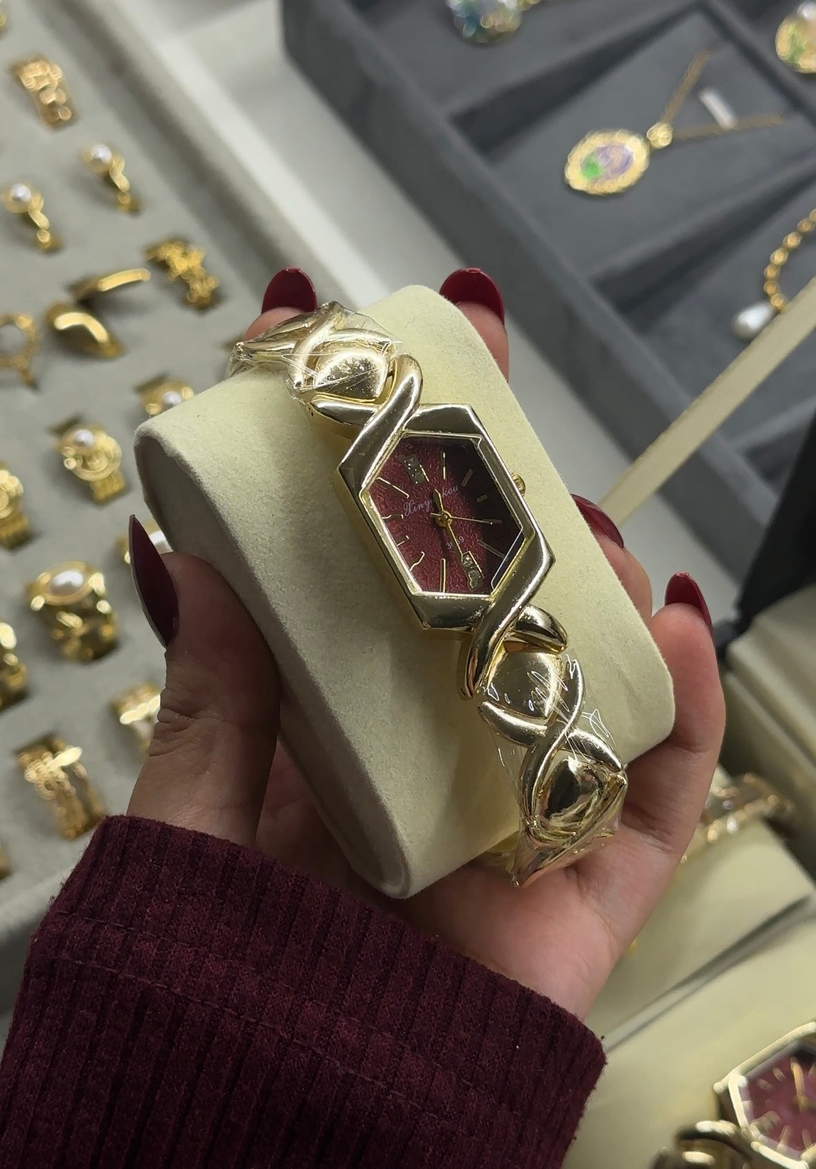 Cherry red vintage watch