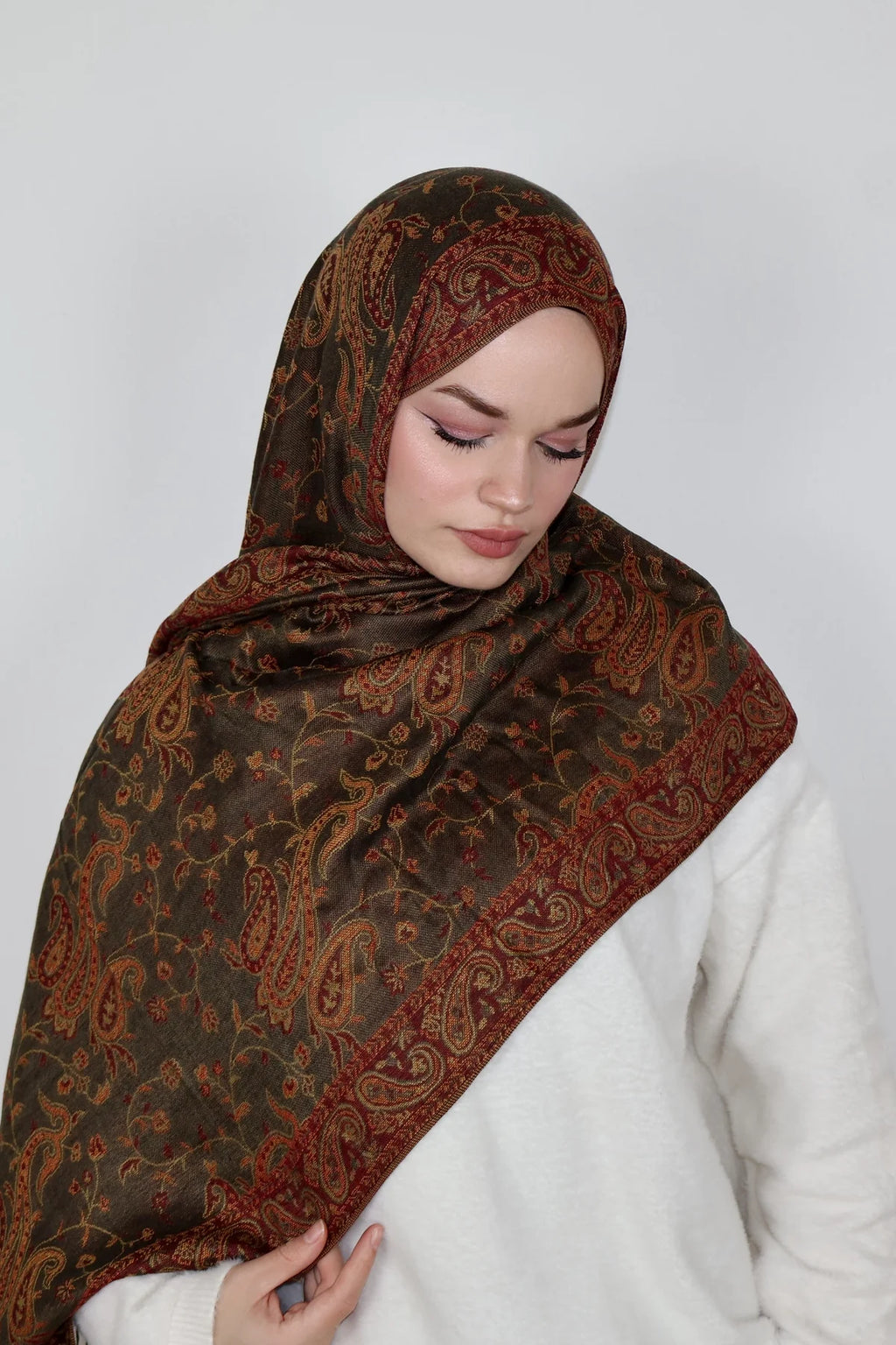 Luxury pashmina shawl - Mehendi