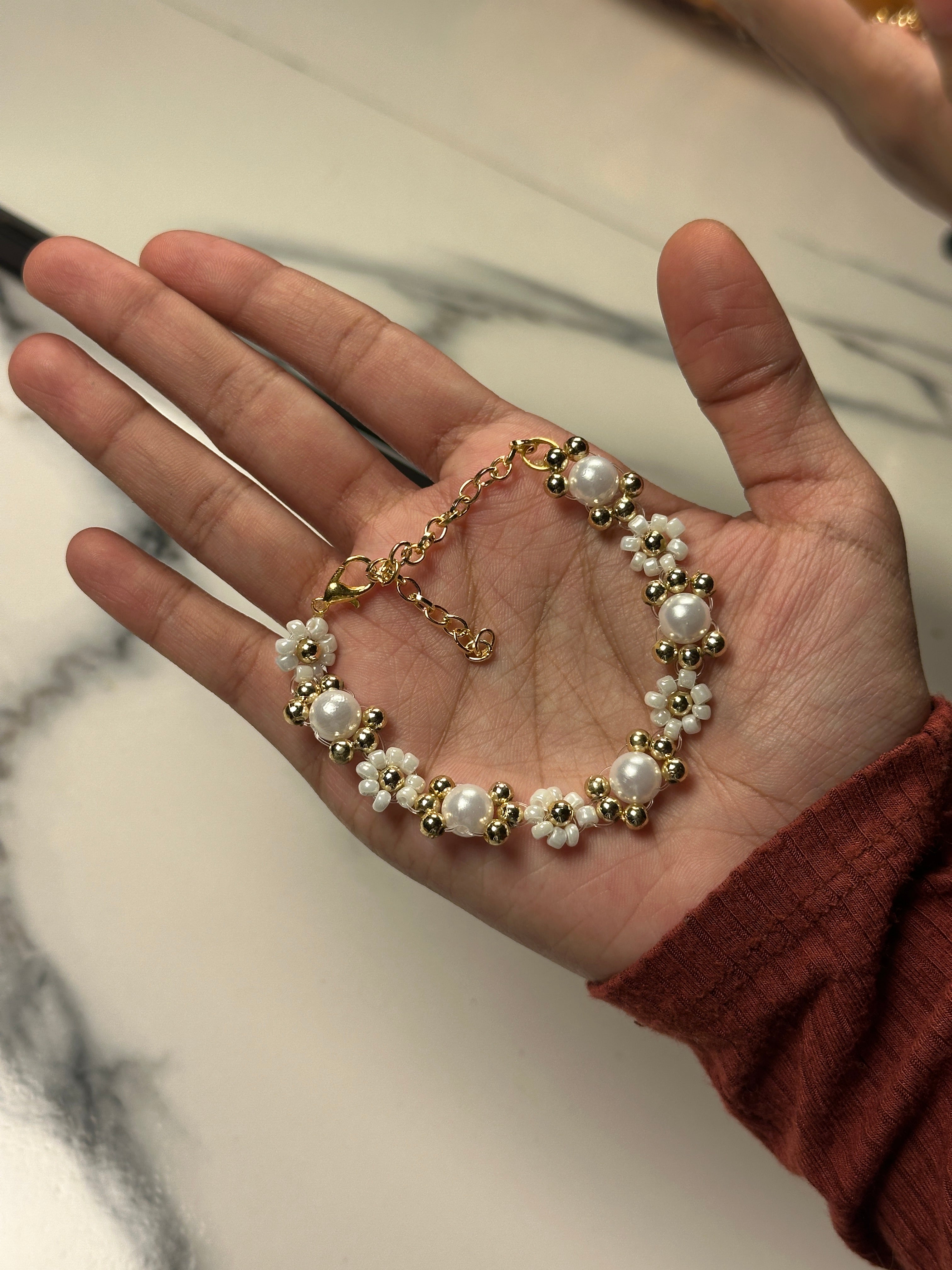 White beaded bracelet