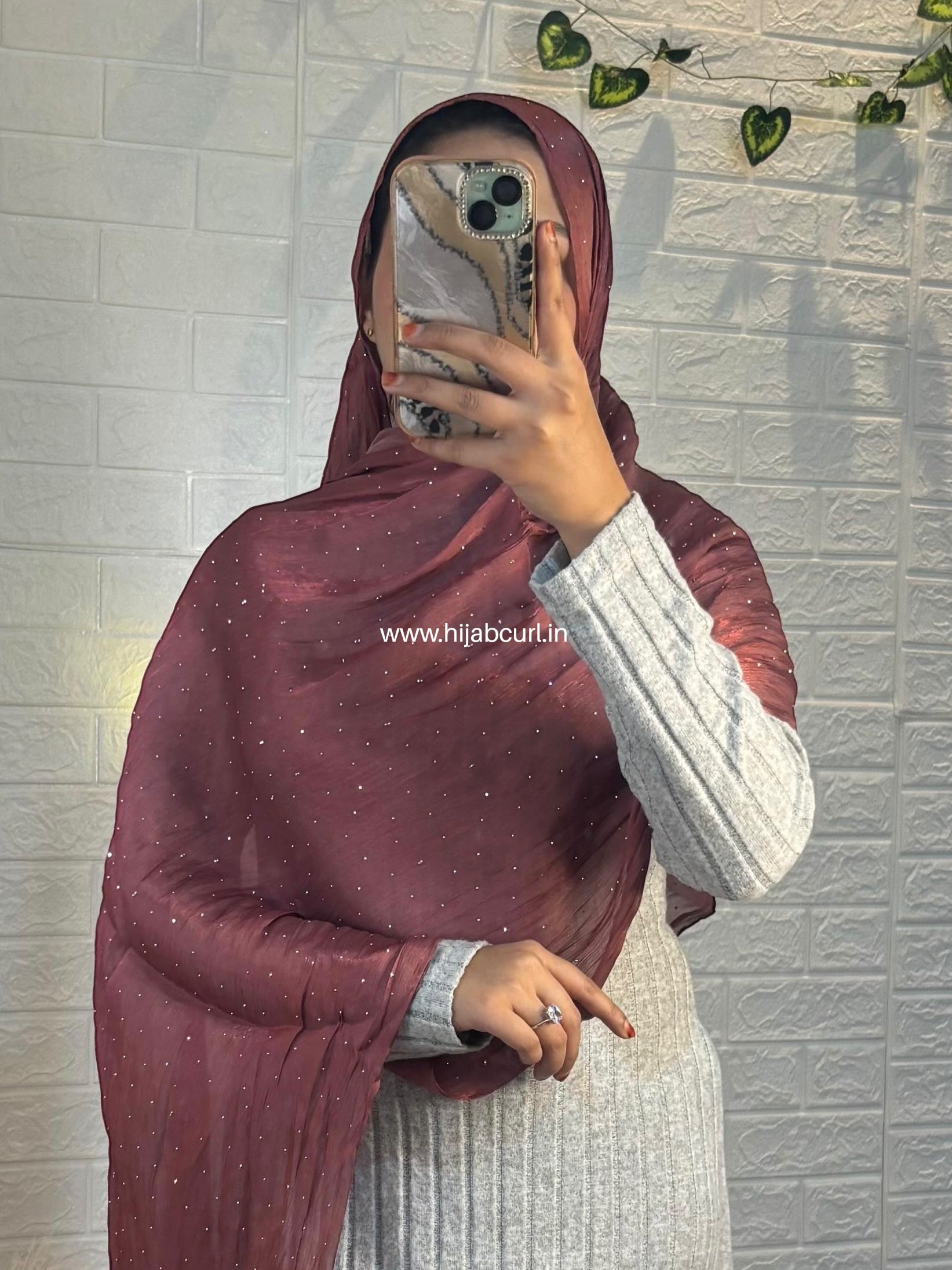 Silk Tissue Organza Stone Work Hijab