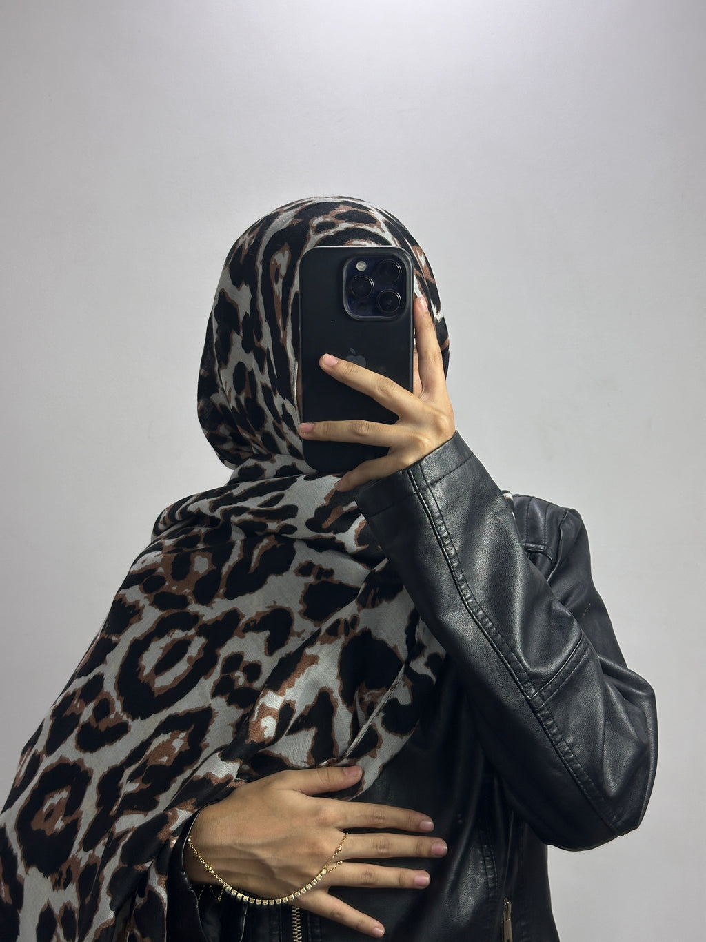 Savannah Modal Leopard Print Hijab - Silver