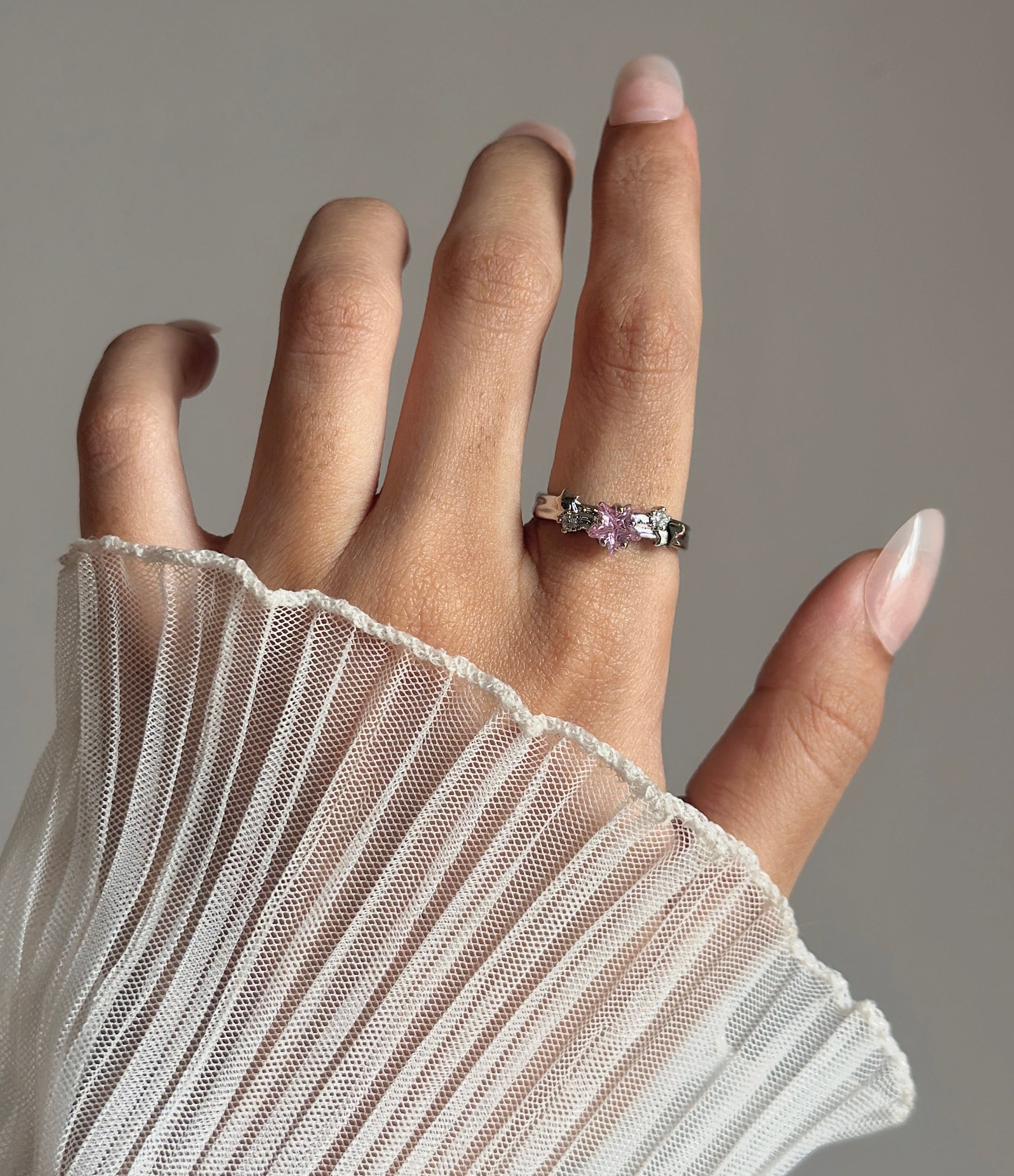 Pink diamond adjustable ring