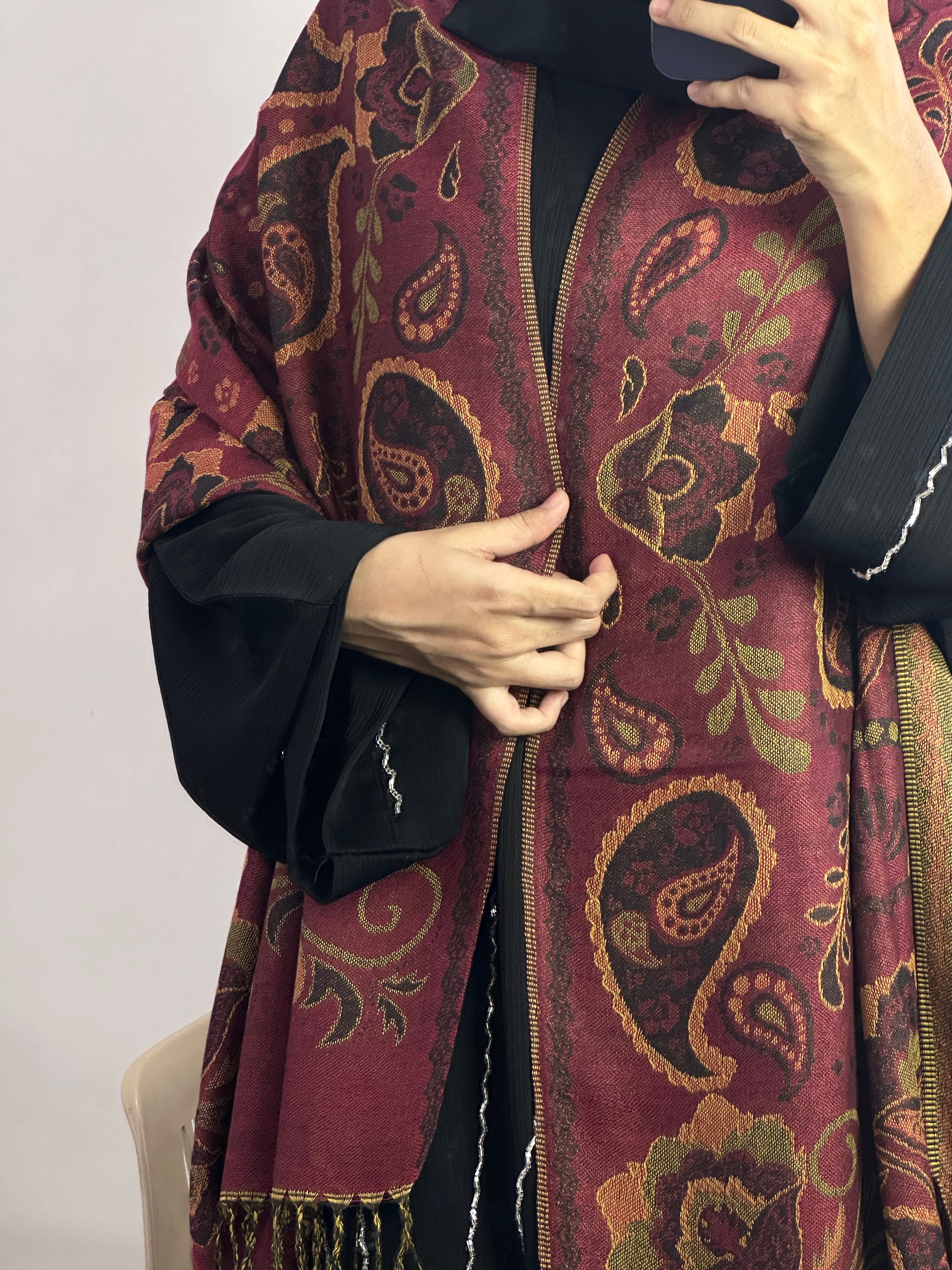 Luxury pashmina shawl - Maroon