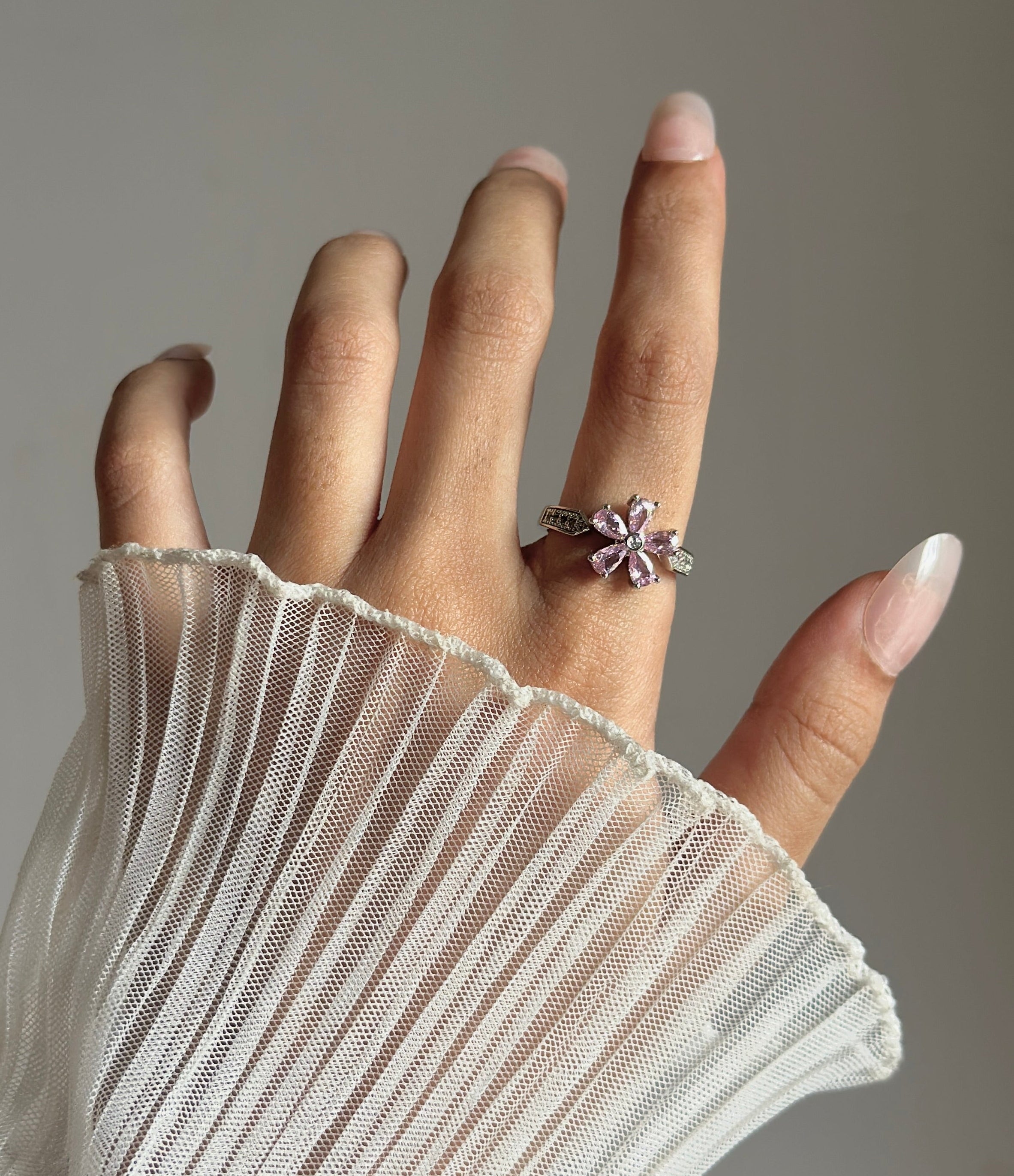 Pink diamond adjustable ring