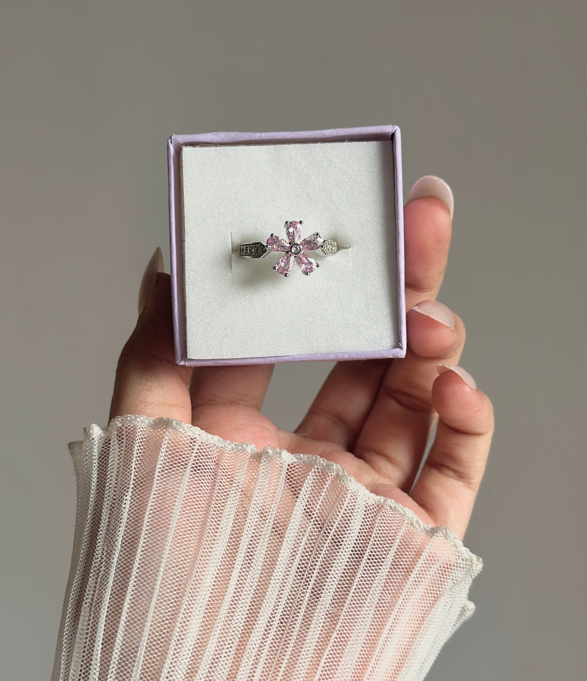 Pink diamond adjustable ring