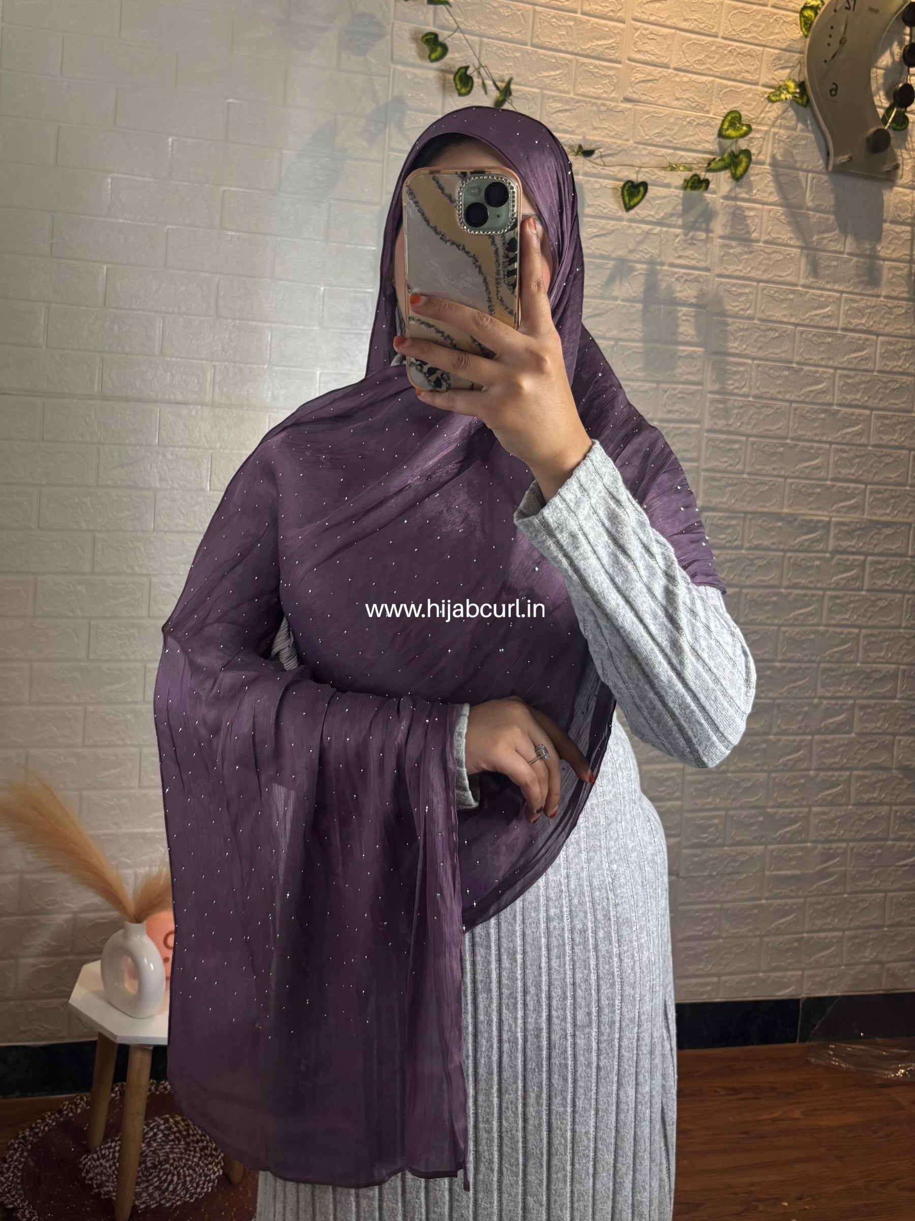 Silk Tissue Organza Stone Work Hijab