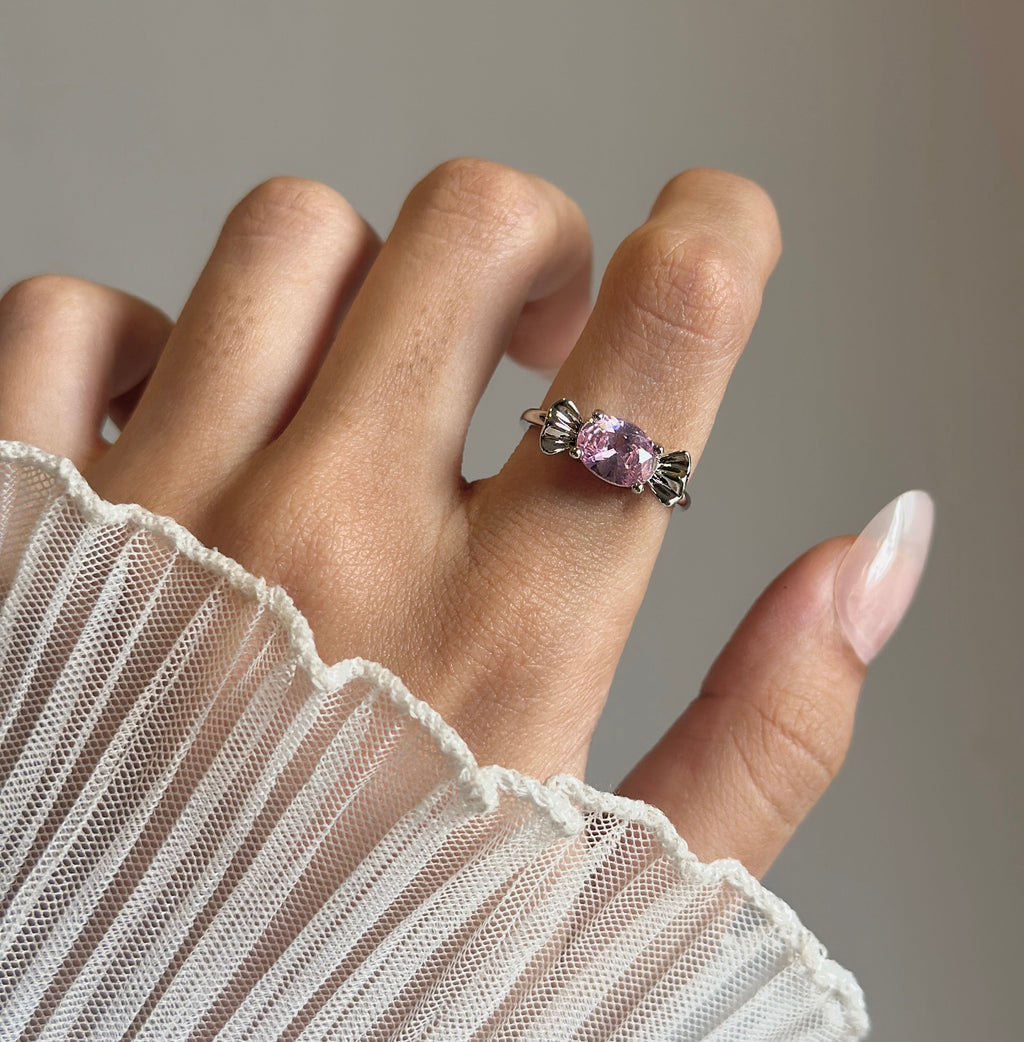 Pink diamond adjustable ring
